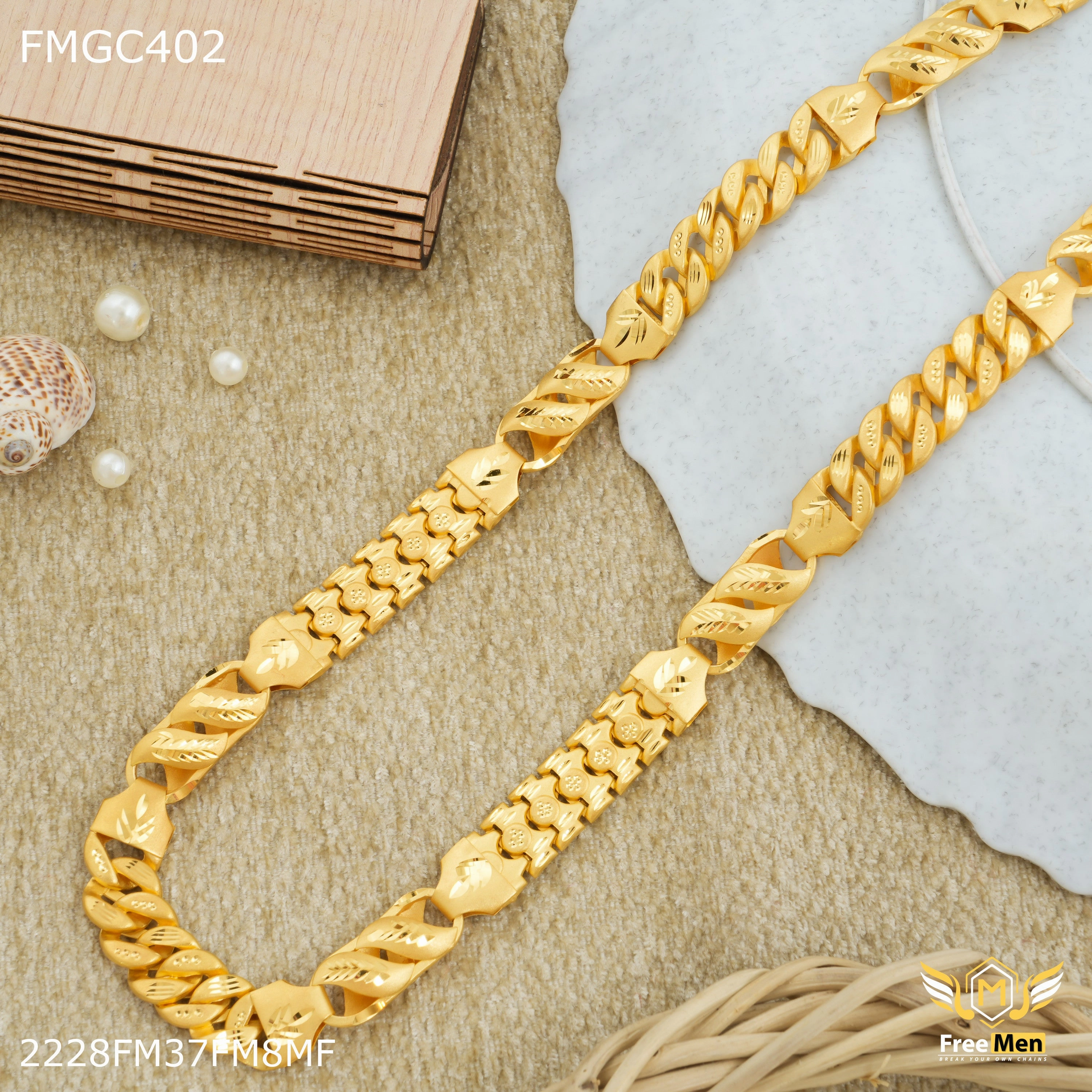 Classic Form Freemen Designer Pokel with Lotus gold plated Chain - FMGC402