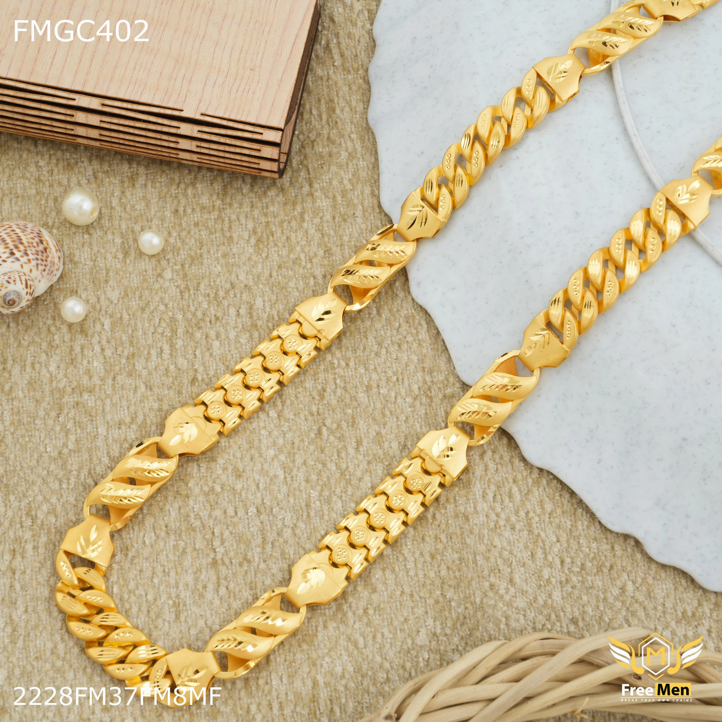 Freemen Designer Pokel with Lotus gold plated Chain - FMGC402 Shiny Touch