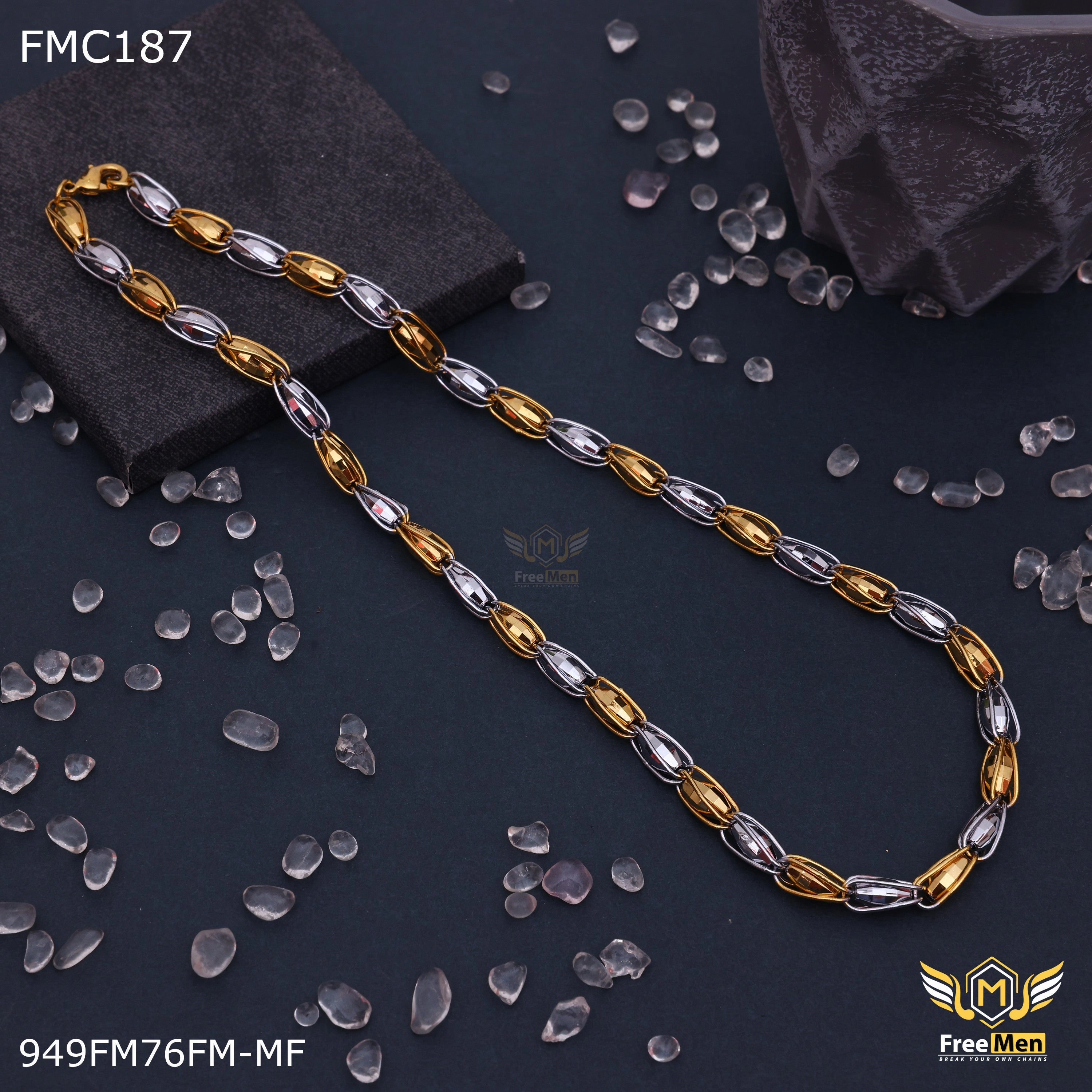 Freemen Drop Design Double Tone Chain for Men - FMC187 Casual Gift Expressive Accent