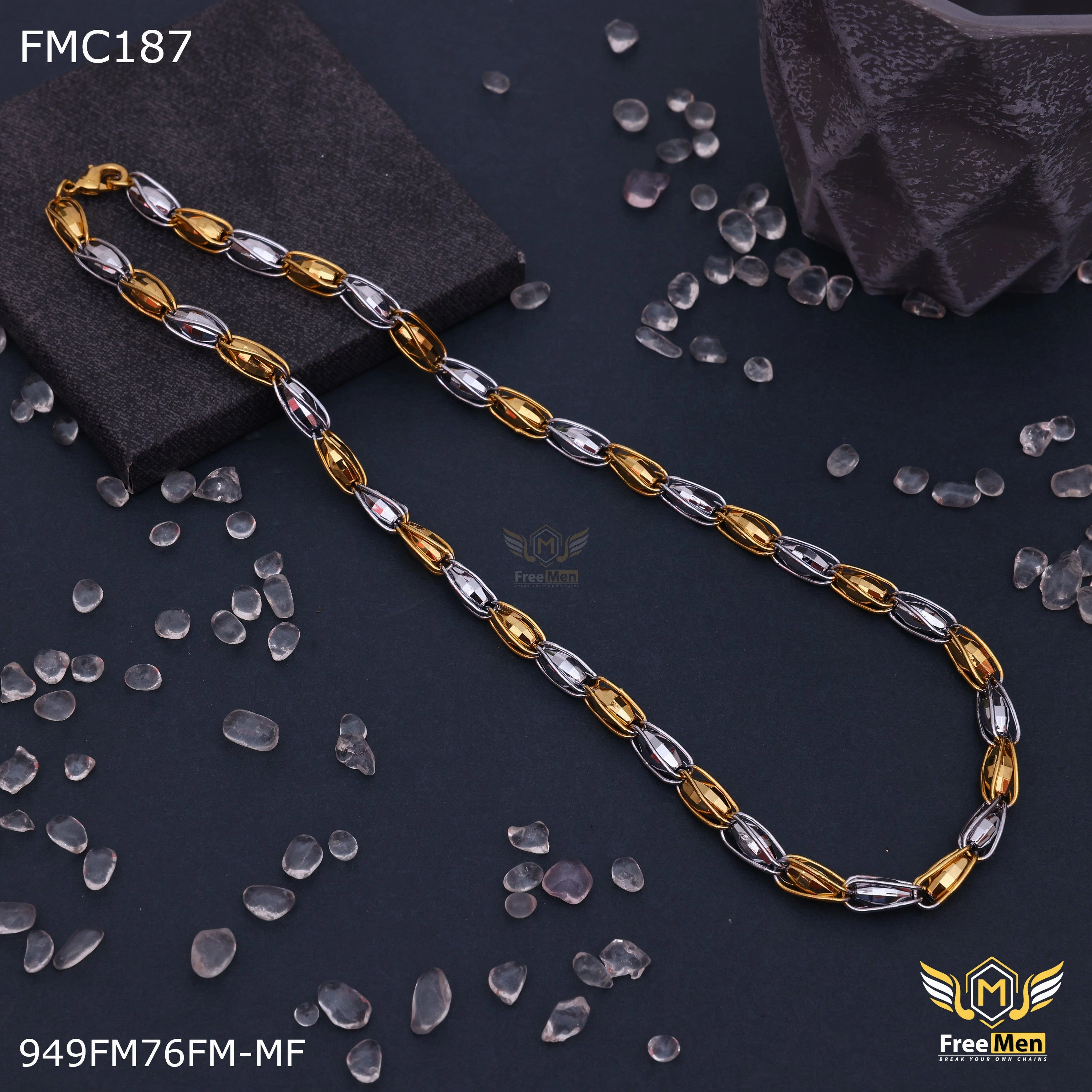 Freemen Drop Design Double Tone Chain for Men - FMC187 Timeless Piece Soft feature