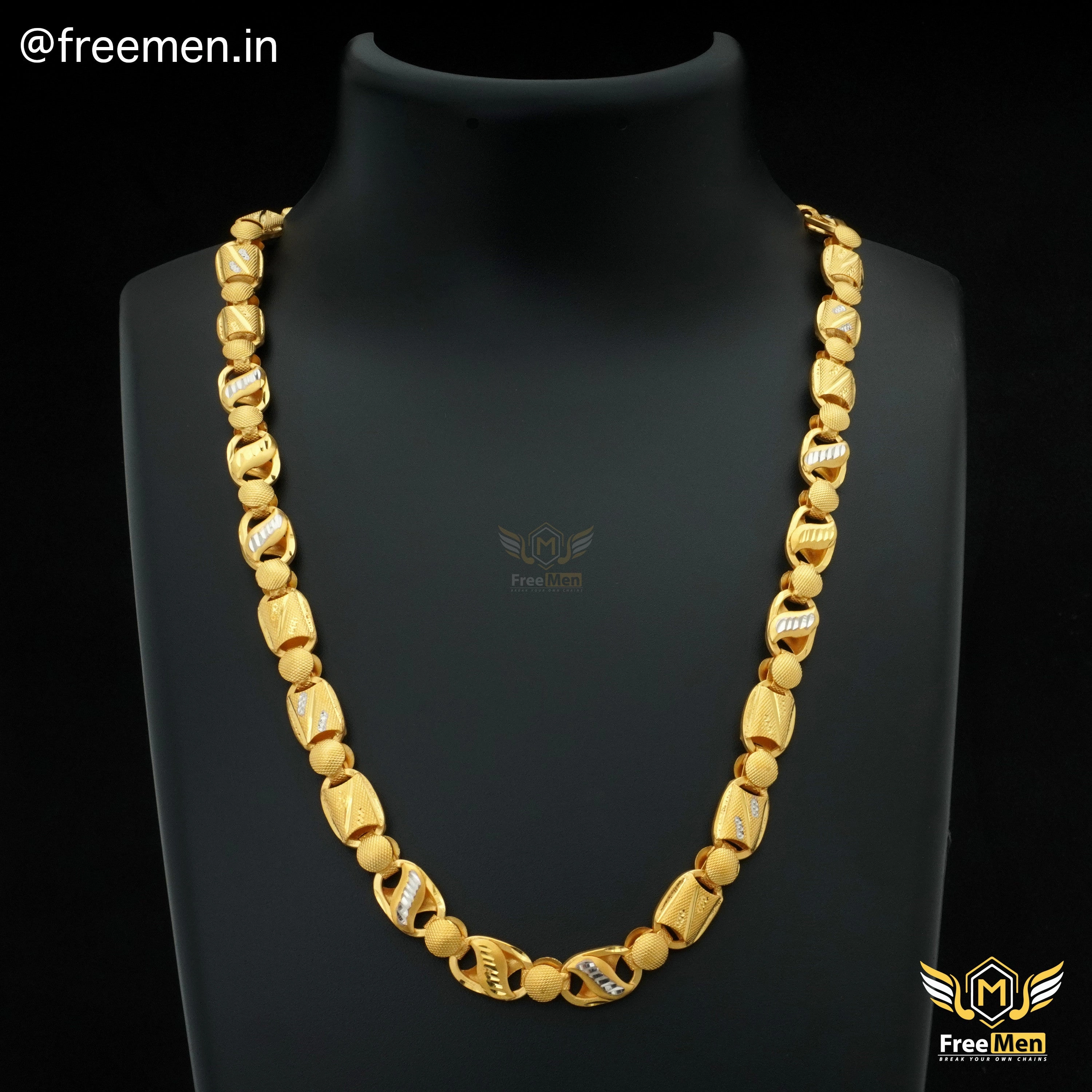 Freemen Elegant Lotus Round Nawabi Chain Gold Plated- FMGC17 Engagement Style