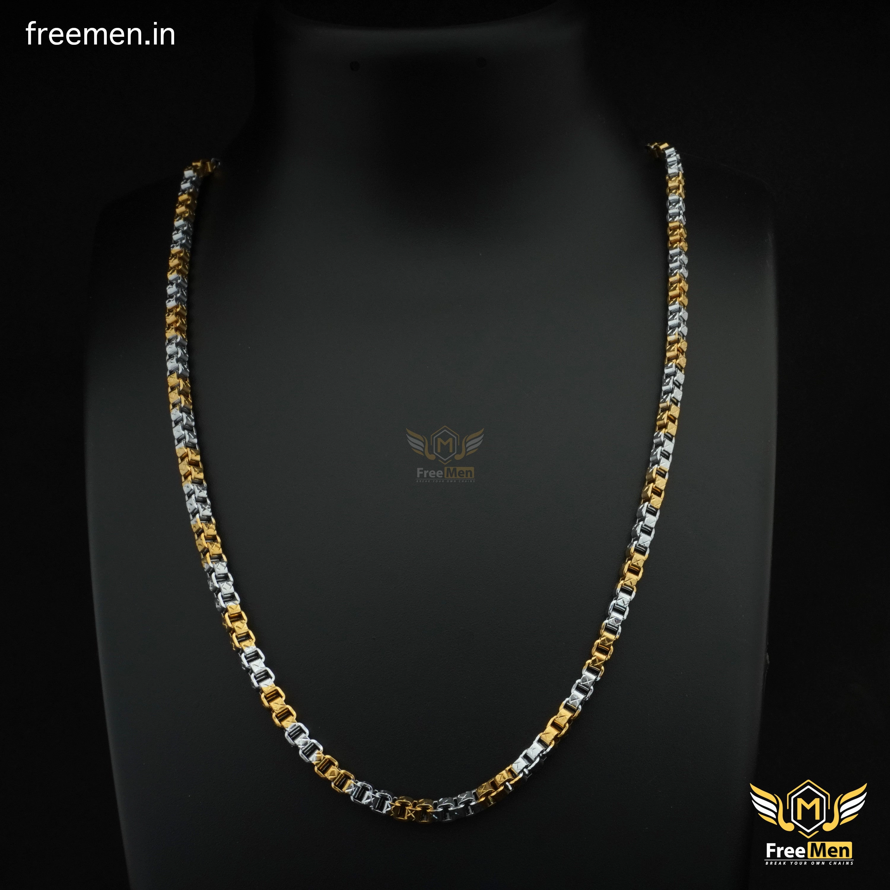 Freemen Fashionable CUBE Gold and Rhodium Chain Designs - FM393 Romantic Fashion
