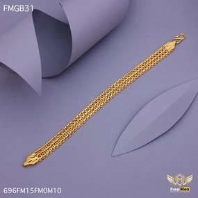 Contemporary Detail Freemen Gold Forming Thin Patta Bracelet for Men - FMGB31