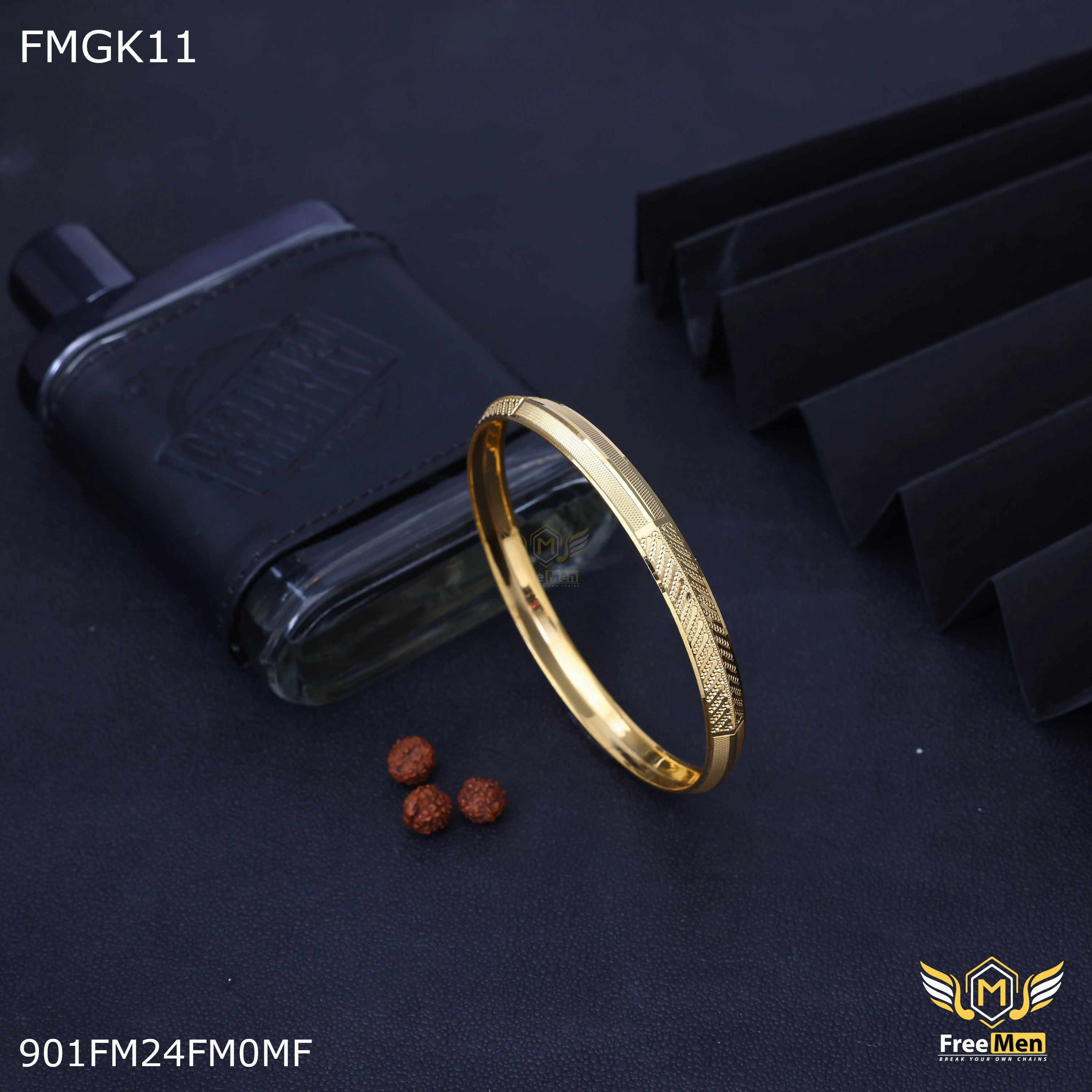Casual Spark Freemen Gold plated Arrow design gold Kada  - FMGK11