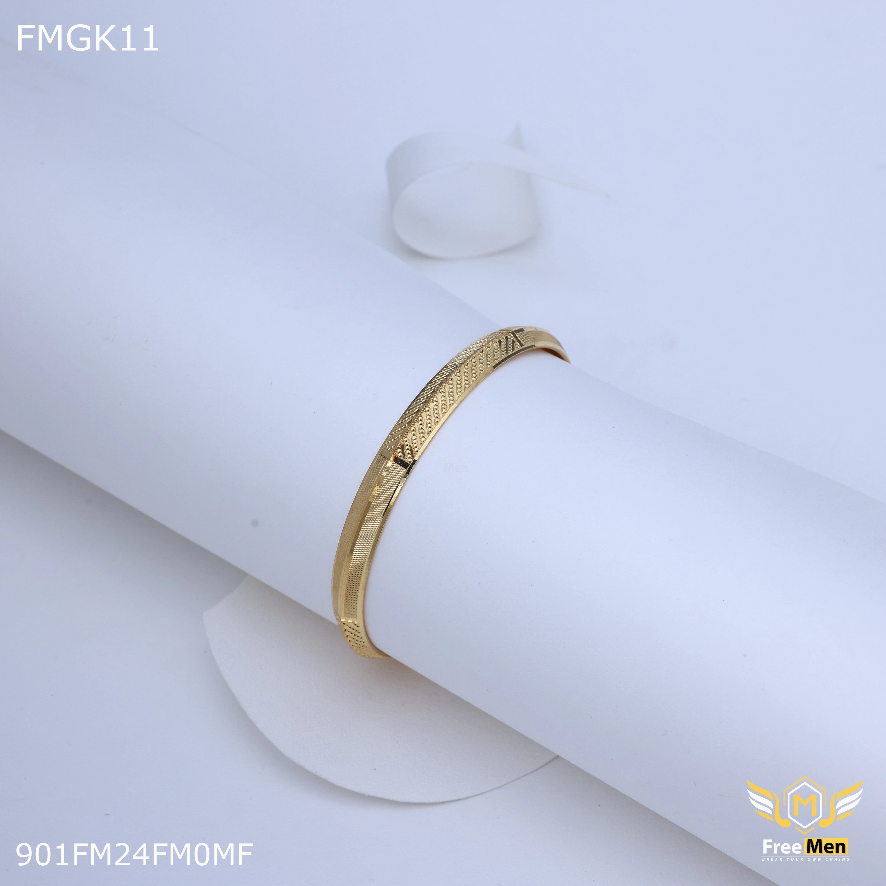 Freemen Gold plated Arrow design gold Kada  - FMGK11 Light Fit Accent Focus