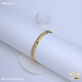 Freemen Gold plated Arrow design gold Kada  - FMGK11 Light Fit Accent Focus
