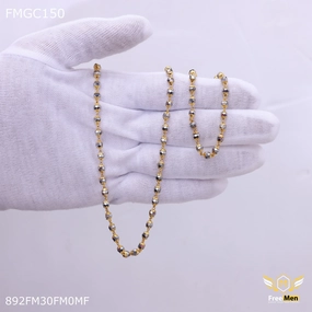Freemen Gold Plated Black moti Chain for Men - FMGC150 Subtle Finish