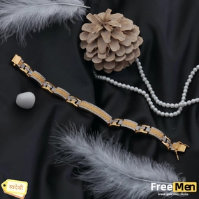 FreeMen Gold Plated Diamond Bracelet (6 Month warranty) FMGA012 Natural Elements
