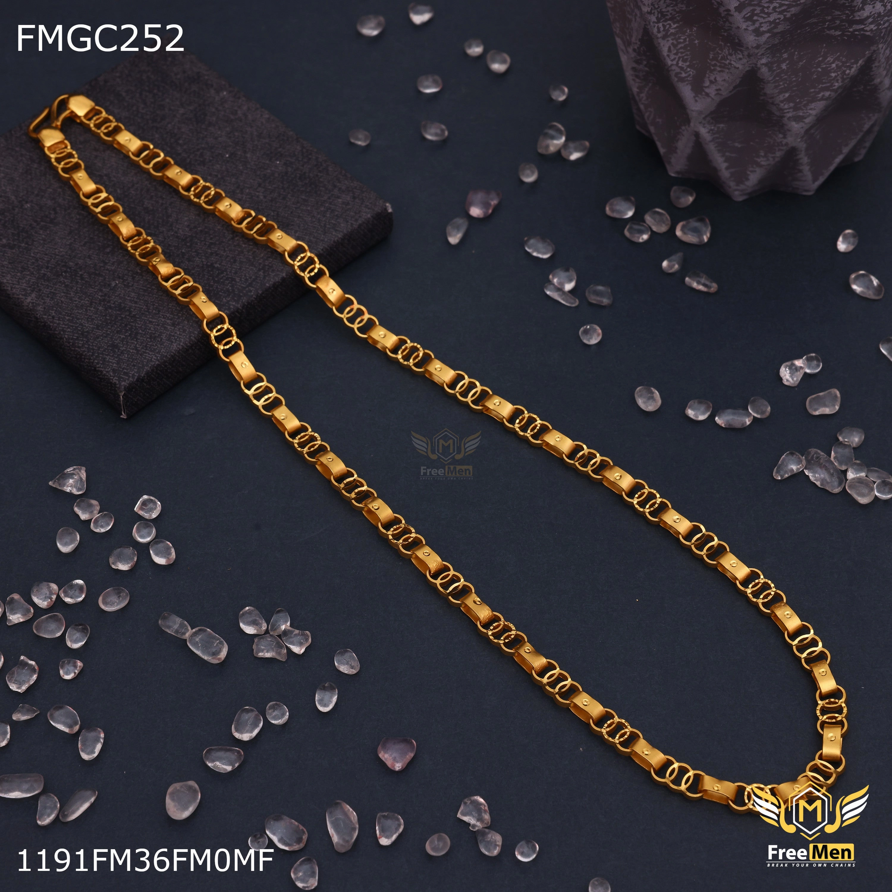 Freemen Gold Plated Laser Cutting Three Rings Chain For Men - FMC252 Charming Jewelry Design Style Pop