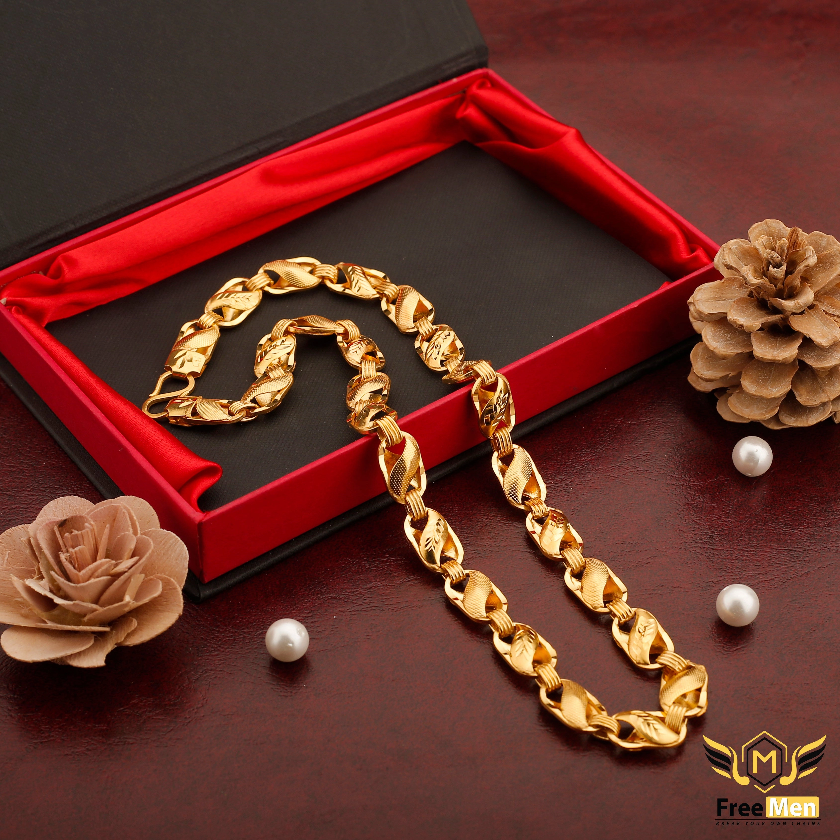 Freemen Gold plated leaf nawabi chain FM013 ( 6 months warranty ) Refined Fashion