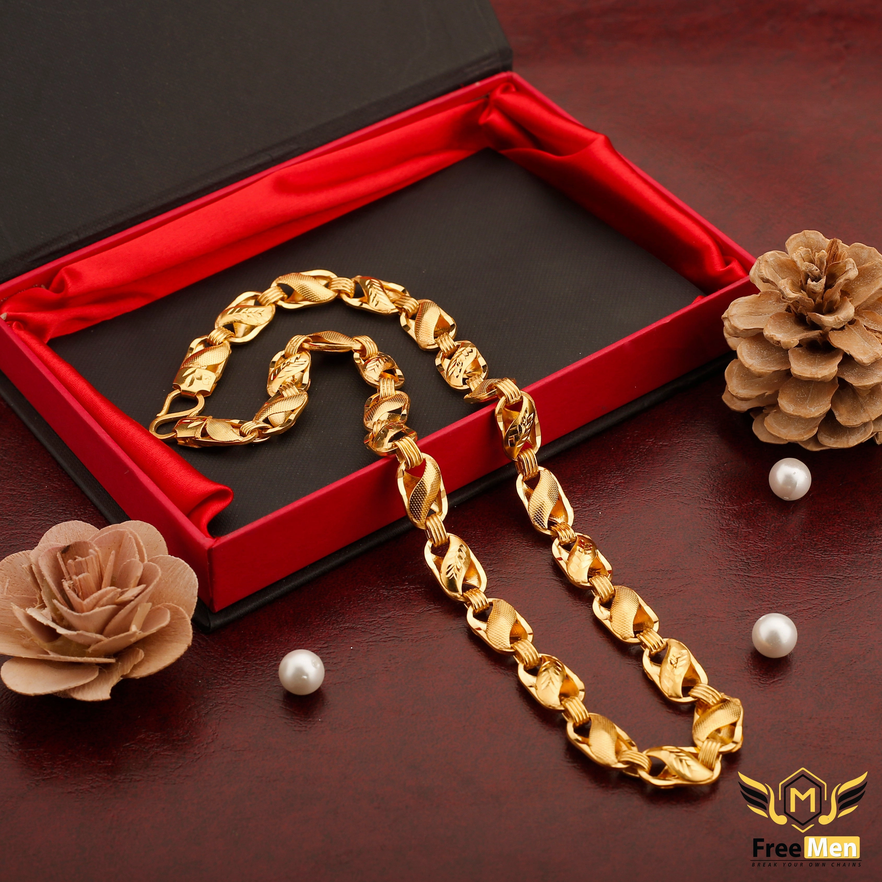 Freemen Gold plated leaf nawabi chain FM013 ( 6 months warranty ) Glam Set