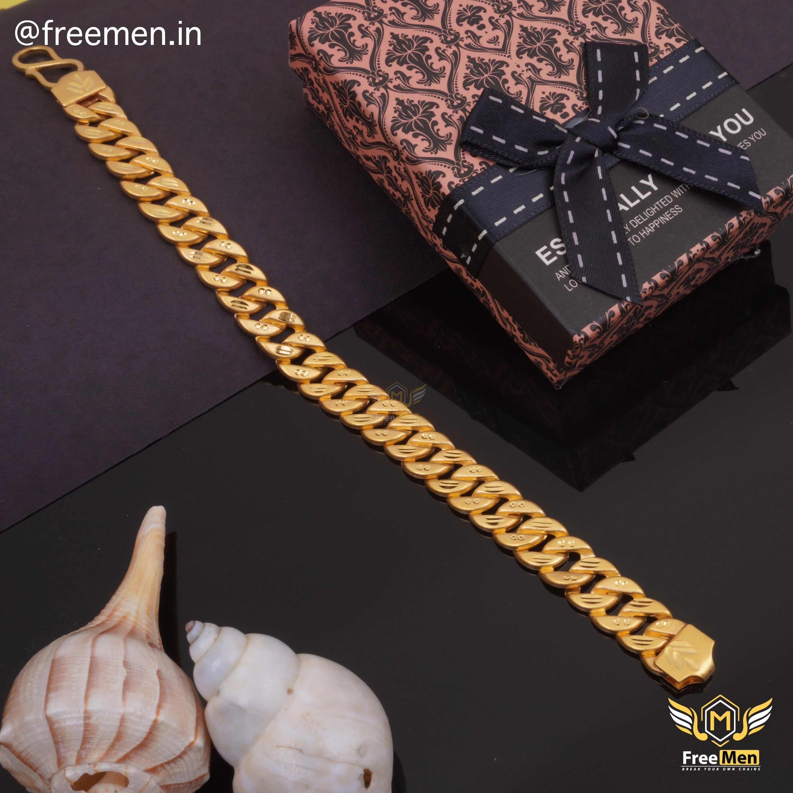 Classic Layers Cool Finish Freemen Gold Plated Nice Singapuri Style Bracelet  - FMG306