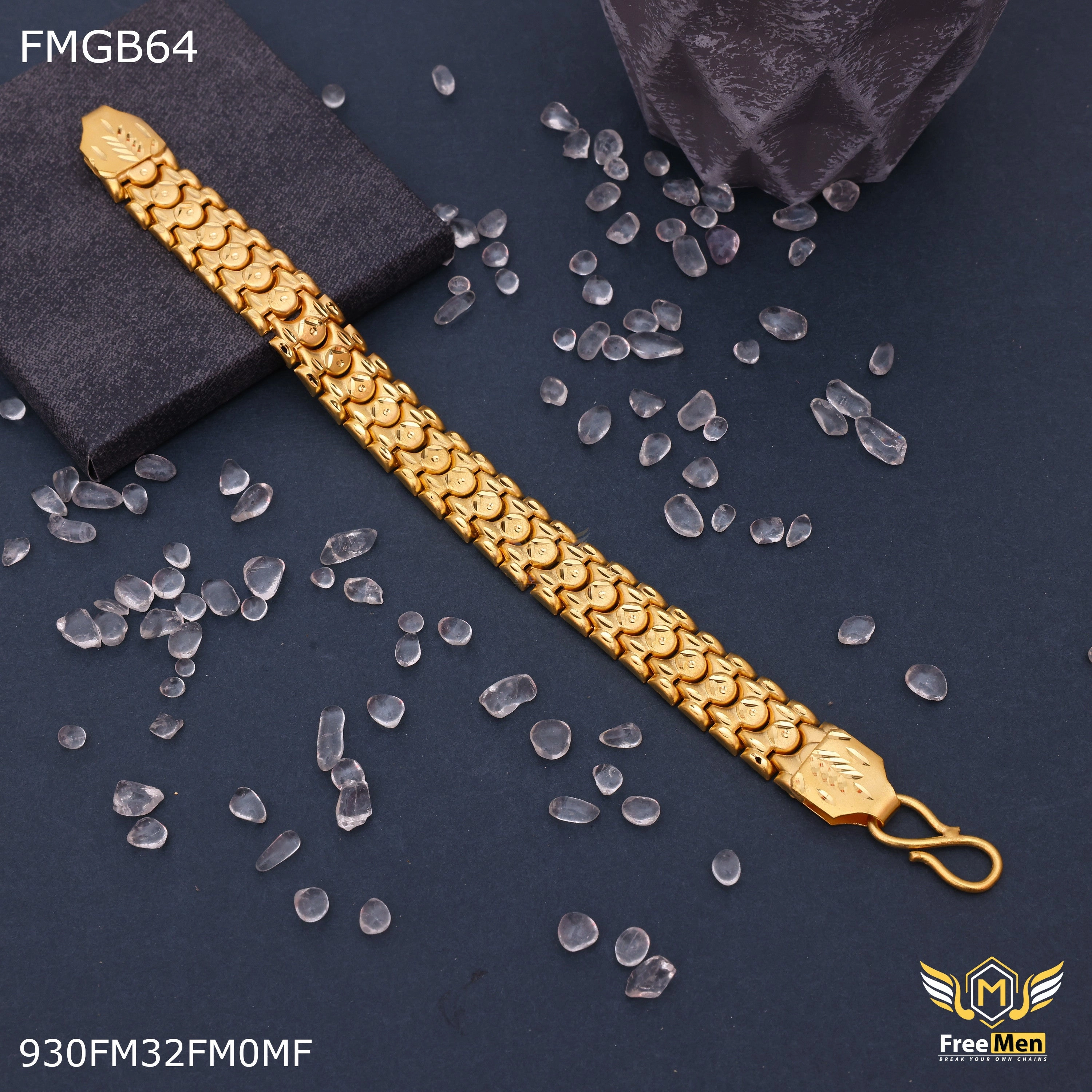 Polished Finish Casual Wear Freemen Gold plated one line pokal for Man - FMGB64