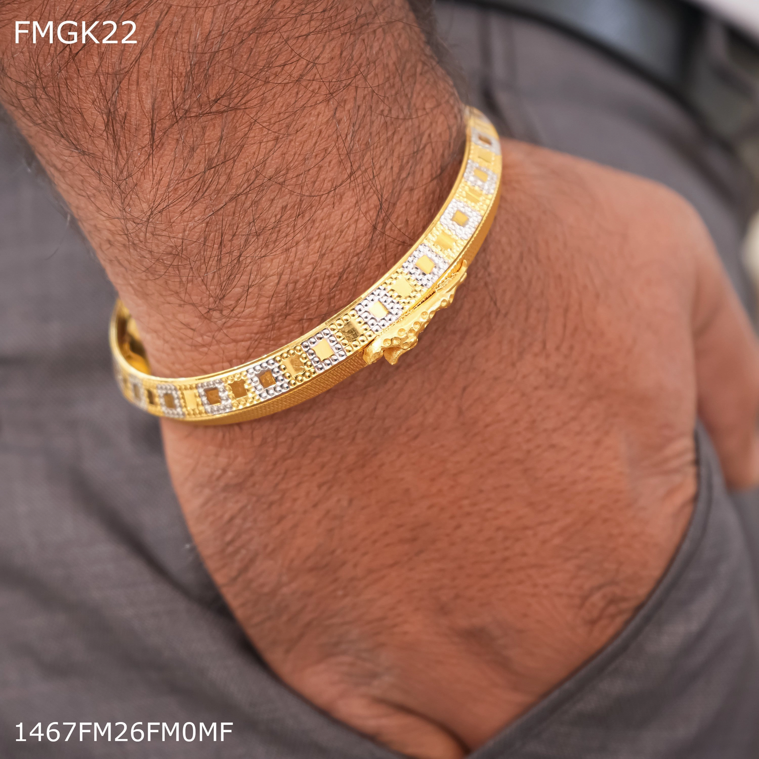 Freemen Jaguar rhodiam gold plated Kada  - FMGK22 Classic Trend Photo Focus
