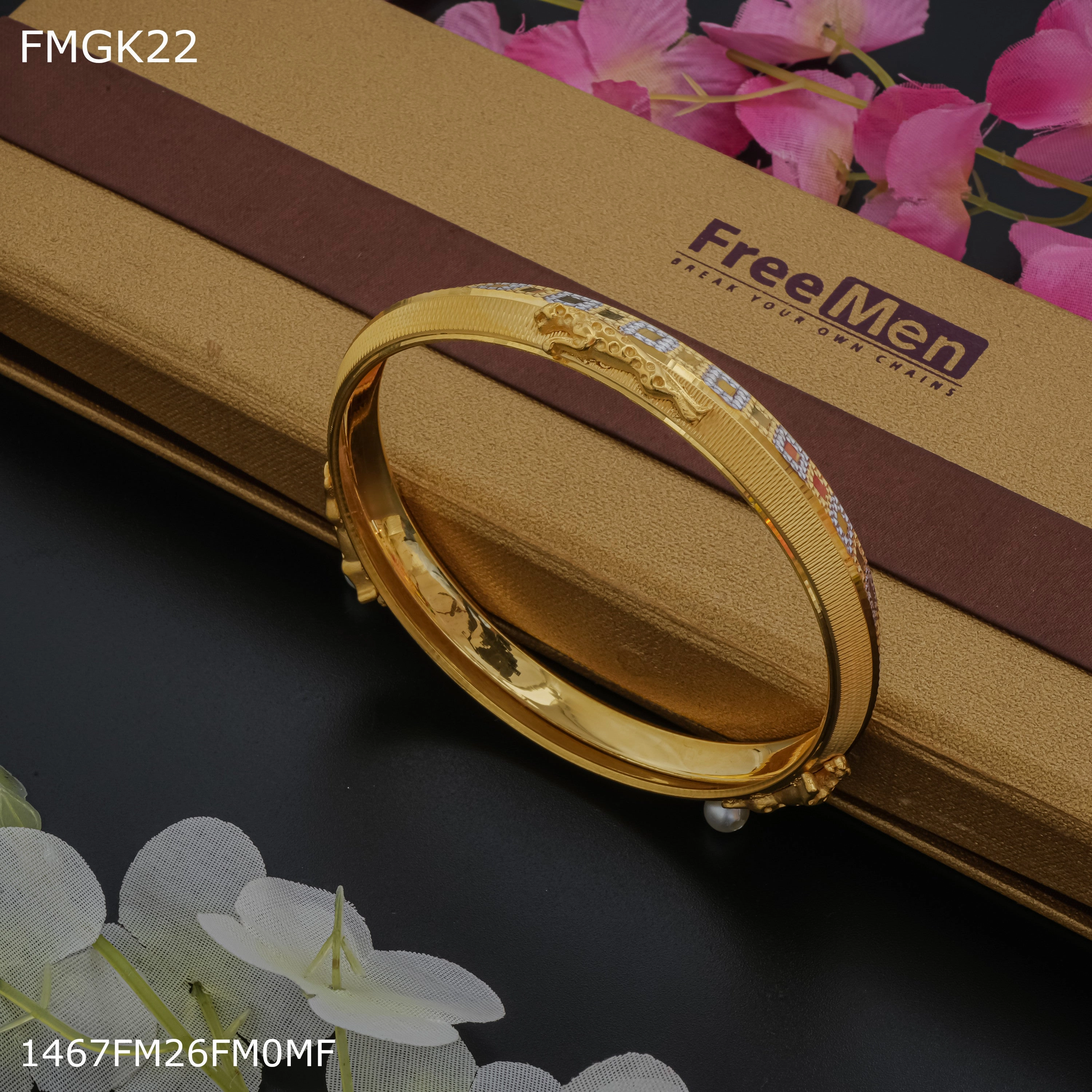 Classic Craft Urban Highlight Freemen Jaguar rhodiam gold plated Kada  - FMGK22