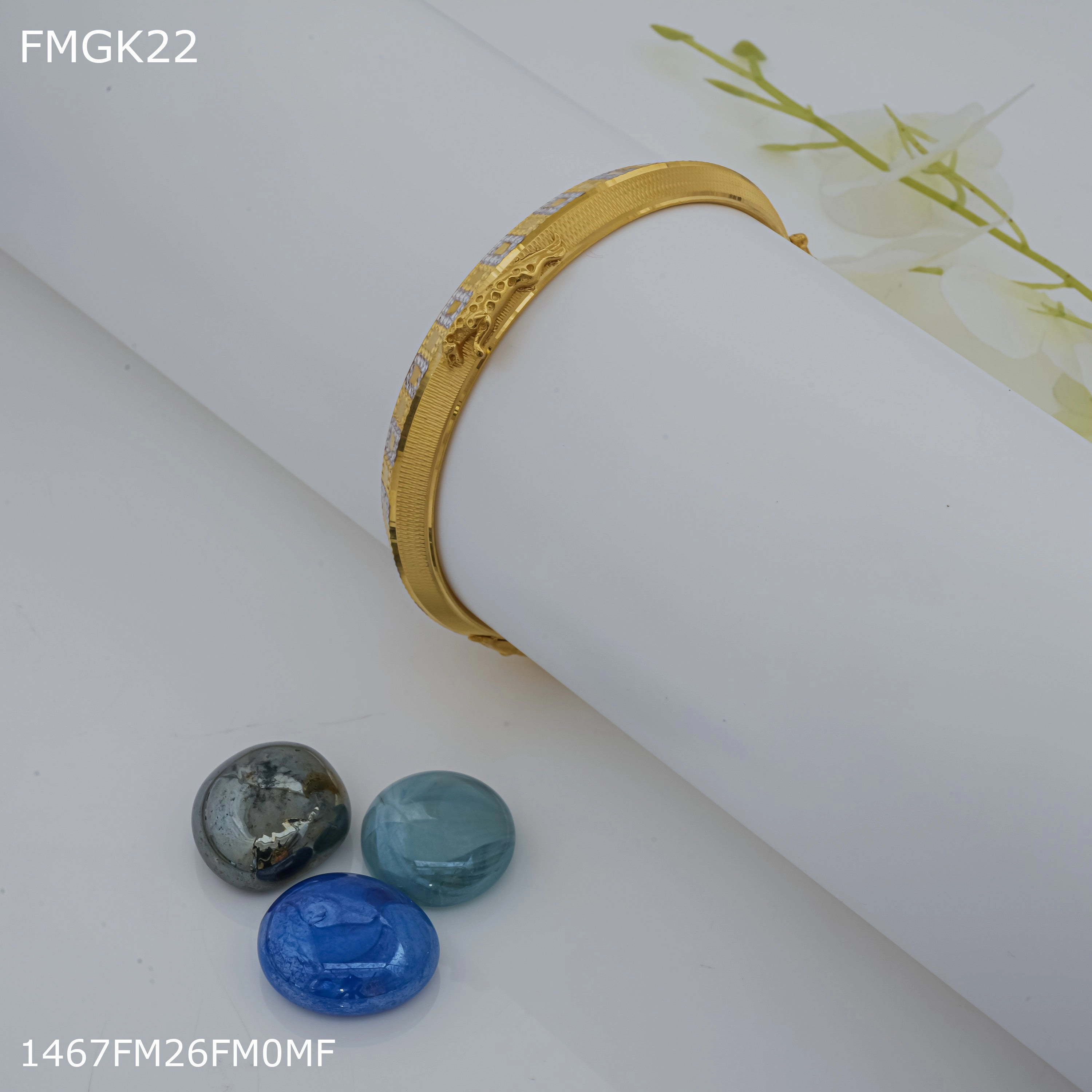 Freemen Jaguar rhodiam gold plated Kada  - FMGK22 Iconic Appeal Casual Vibe