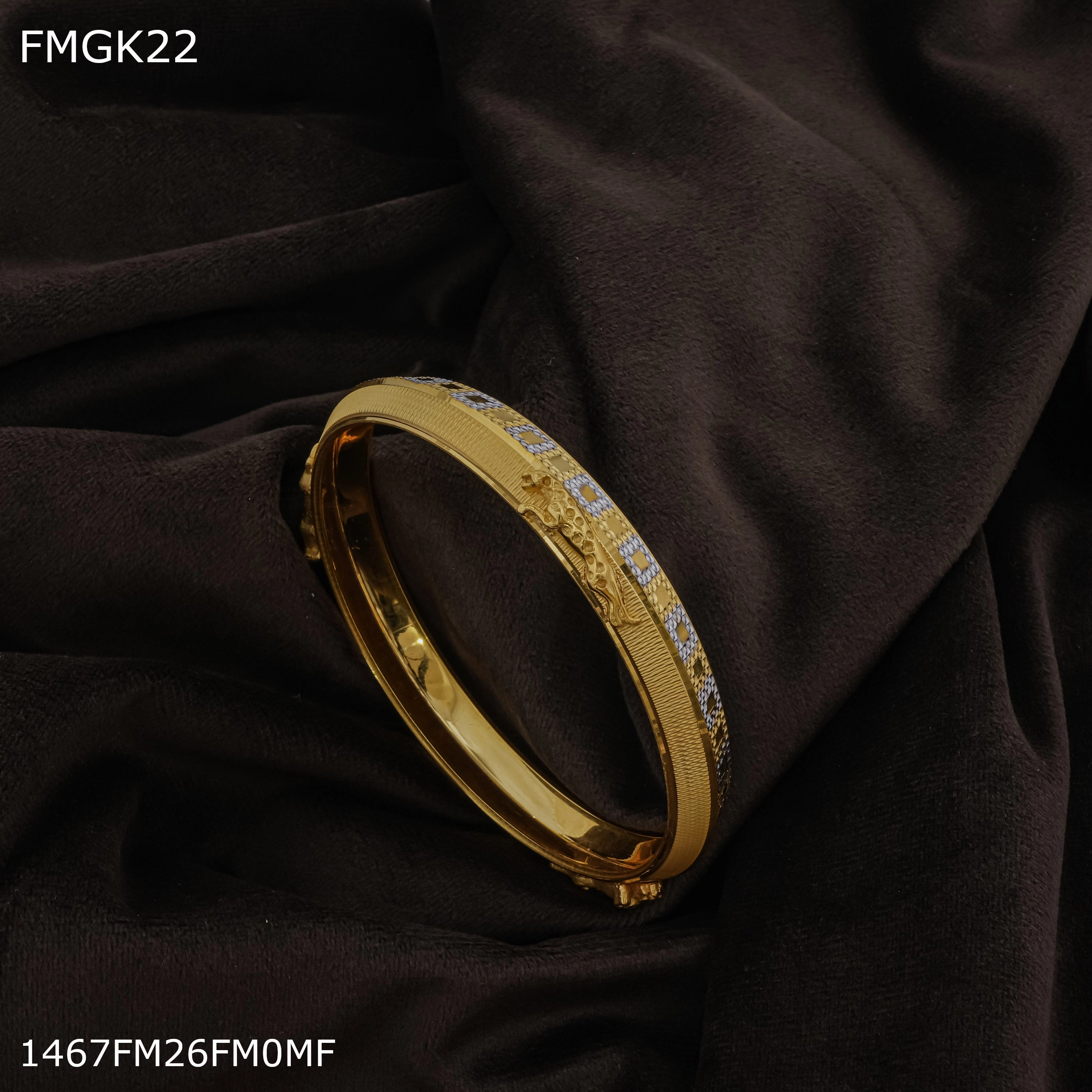 Bright Sparkle Morning Light Freemen Jaguar rhodiam gold plated Kada  - FMGK22