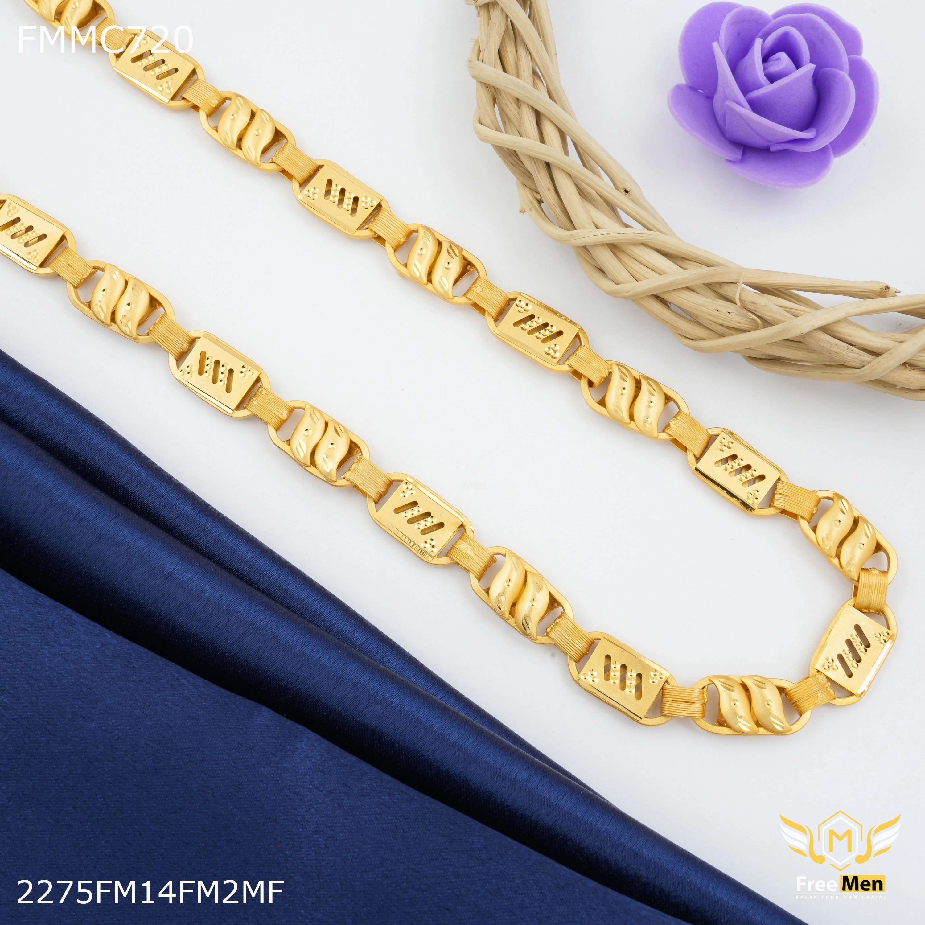 Layered Look Premium Style Freemen Leaf Kolhi Nawabi Chain for Man - FMMC720