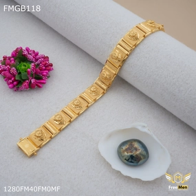 Freemen lion face havy gold plated Bracelet for Men - FMGB118 Breezy Look