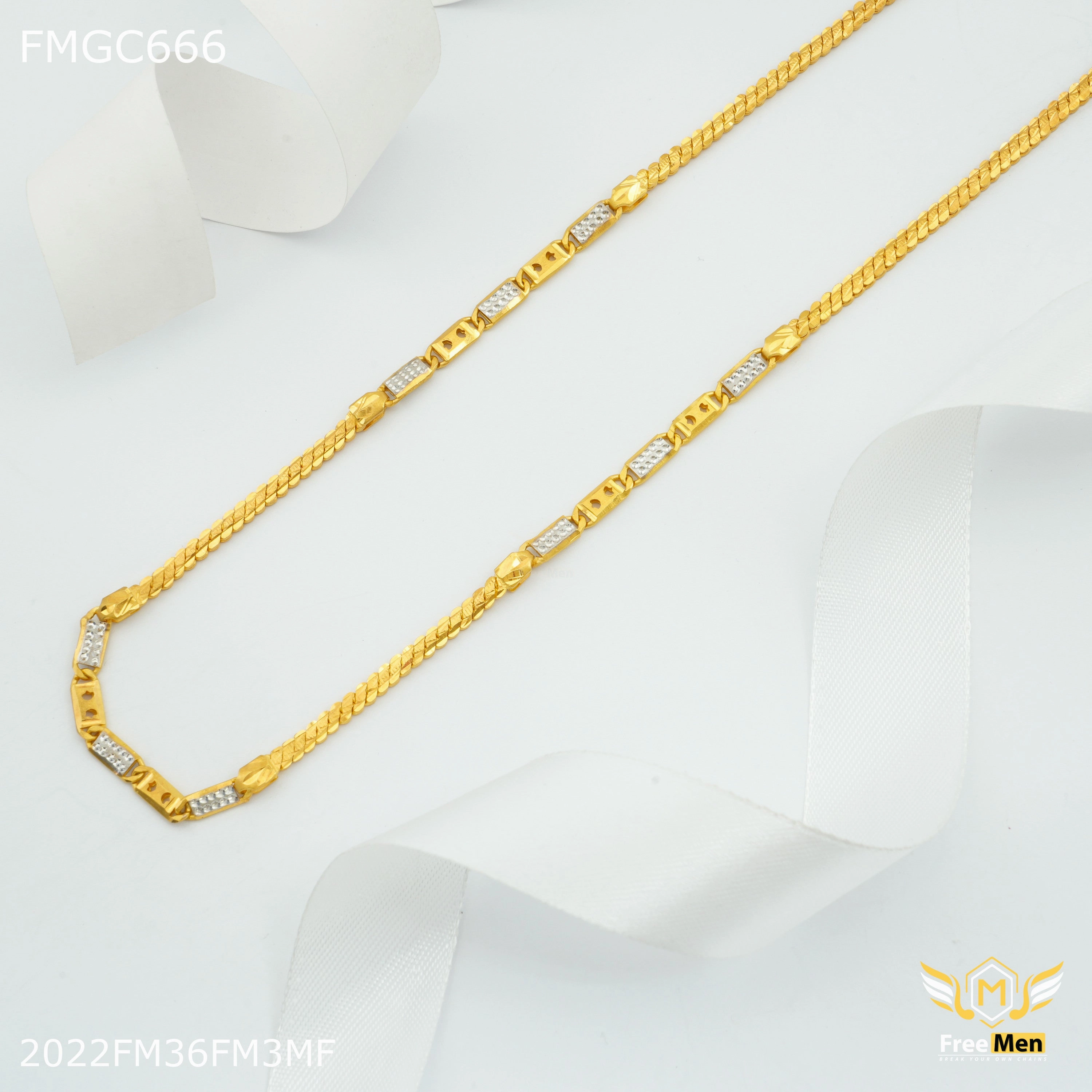 Natural Detail Modern Flow Freemen Mechine Nawabi Gold Plated Chain for Man - FMGC666