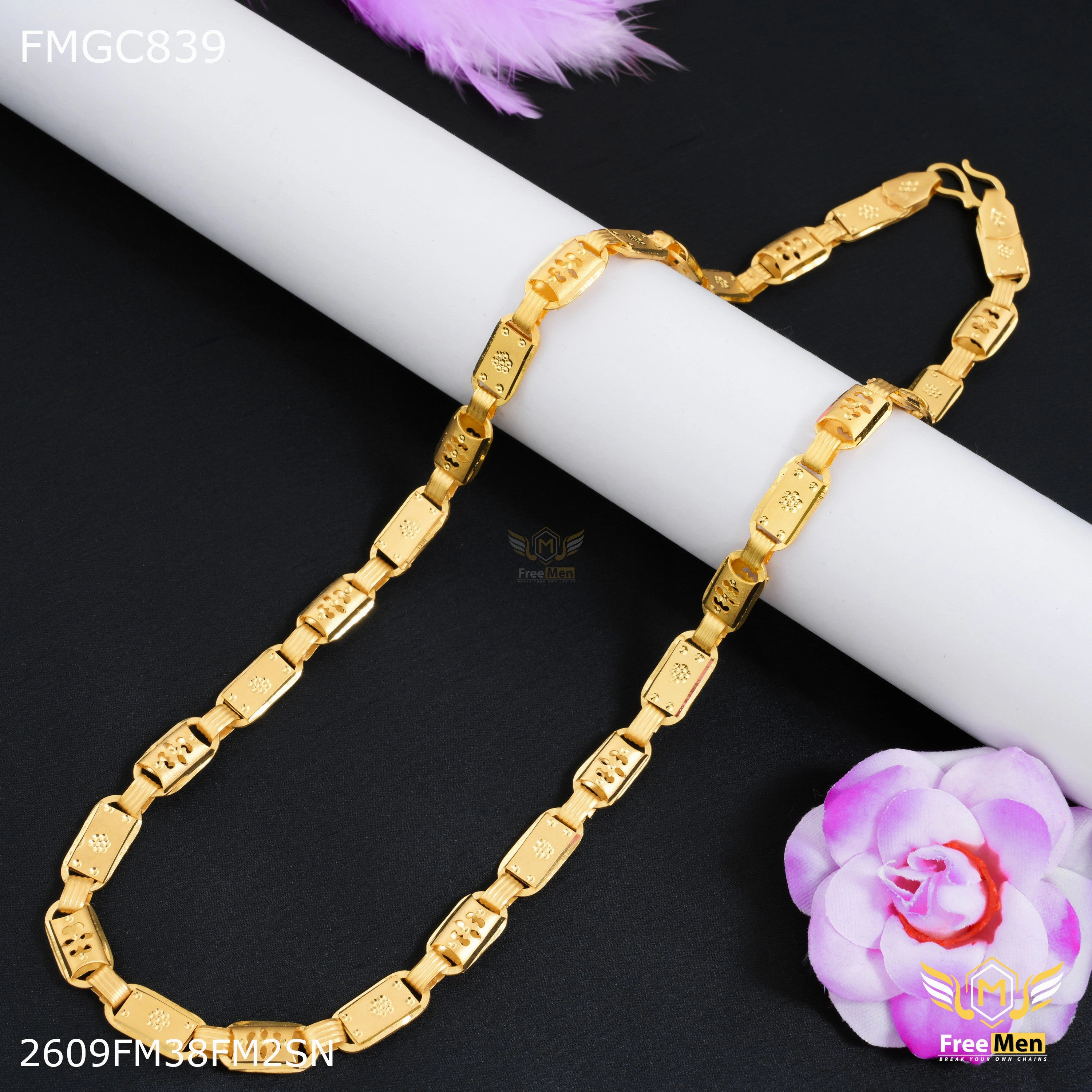 Freemen Nawabi Flower with C cut gold plated Chain - FMGC839 Shine Moment