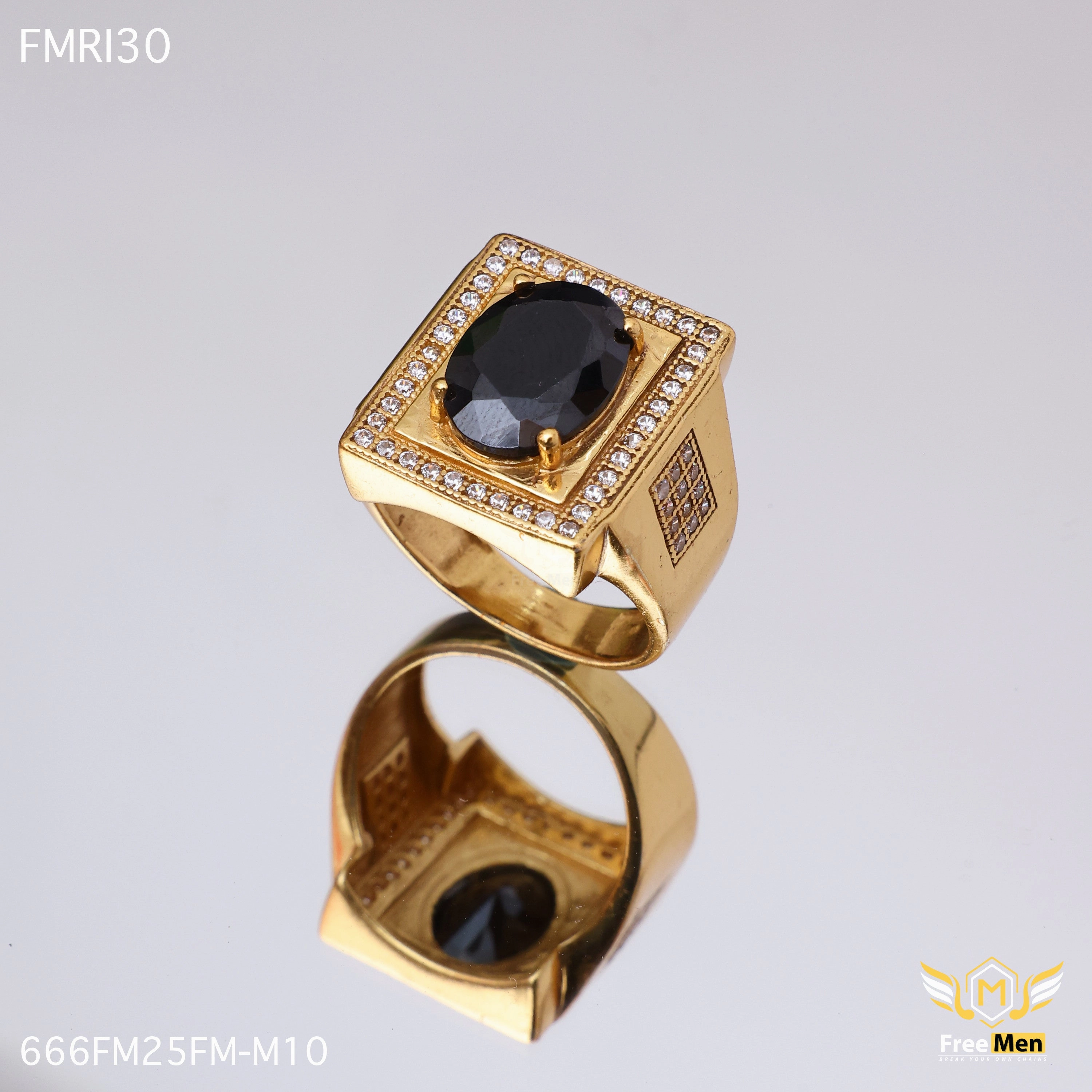 Freemen Oblong Black AD Design Golden Ring - FMRI30 Understated Form