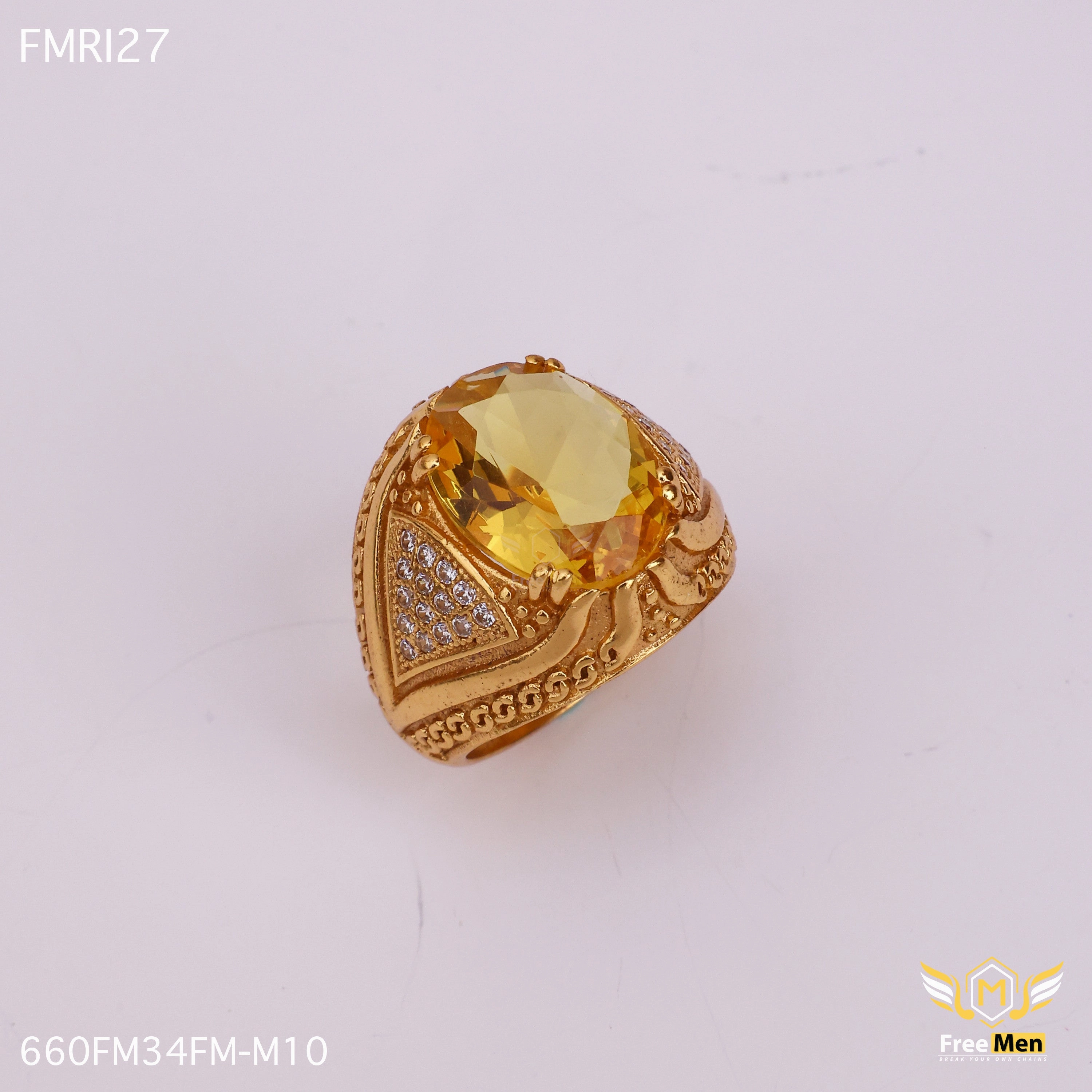 Freemen Oviform Yellow AD Design Golden Ring - FMRI27 Polished Accessory