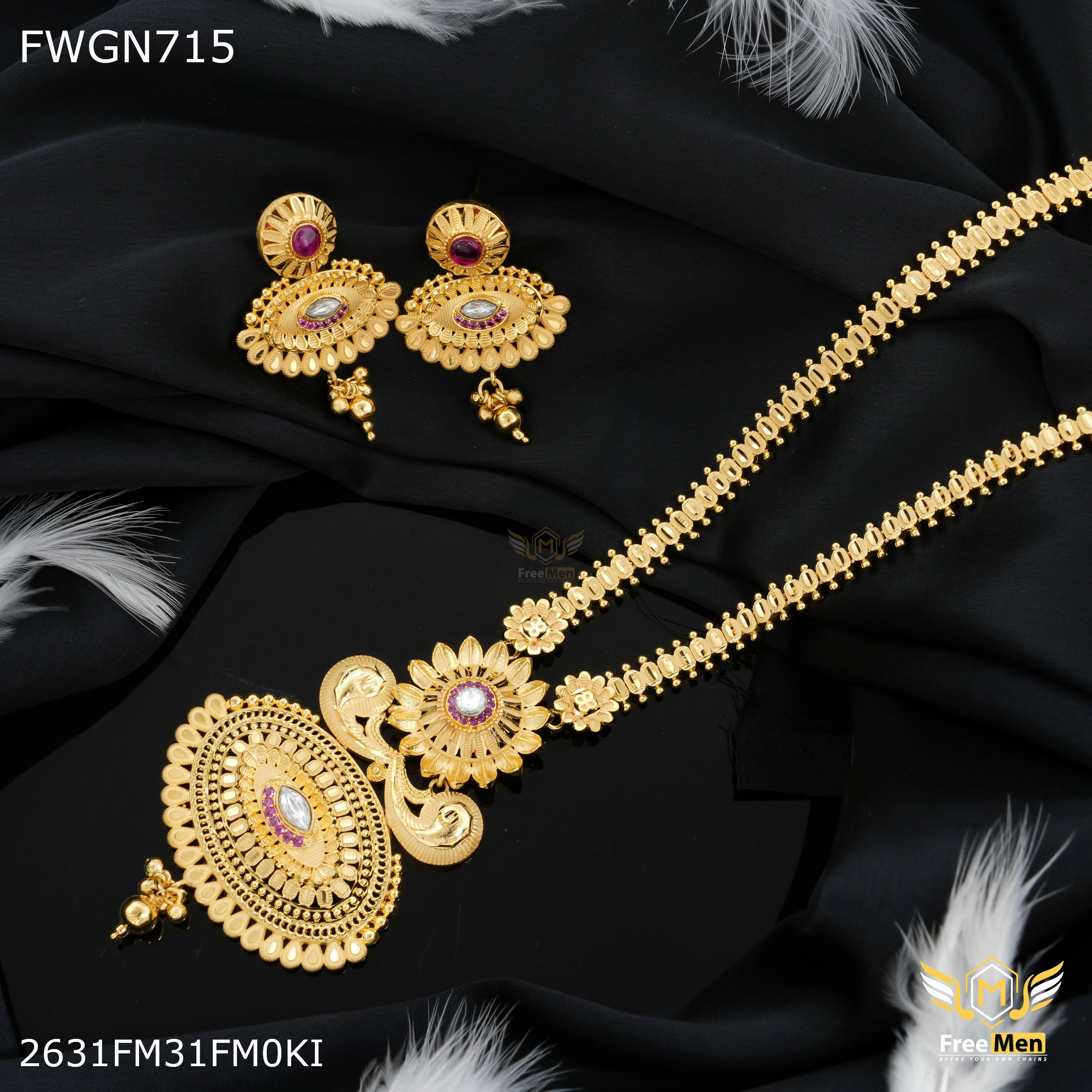 Playful Spark Sophisticated Embellishments Freemen Owel Shape Flower with Earring for women - FWGN715