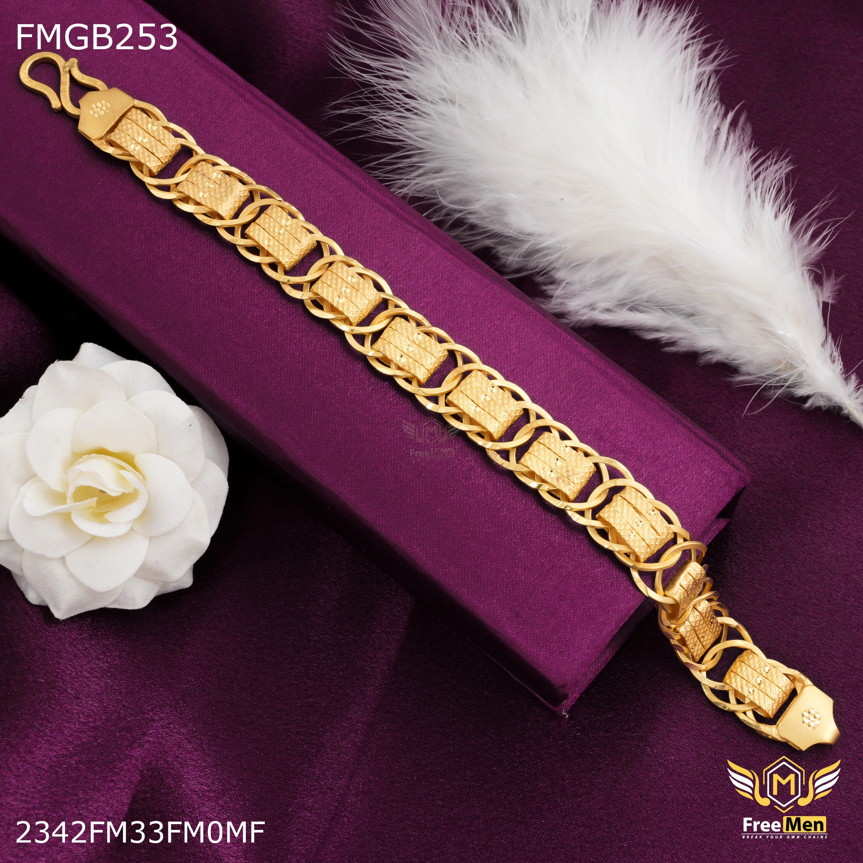 Freemen Pipe with Ring to Ring Bracelate for Men - FMGB253 Sparkling Piece