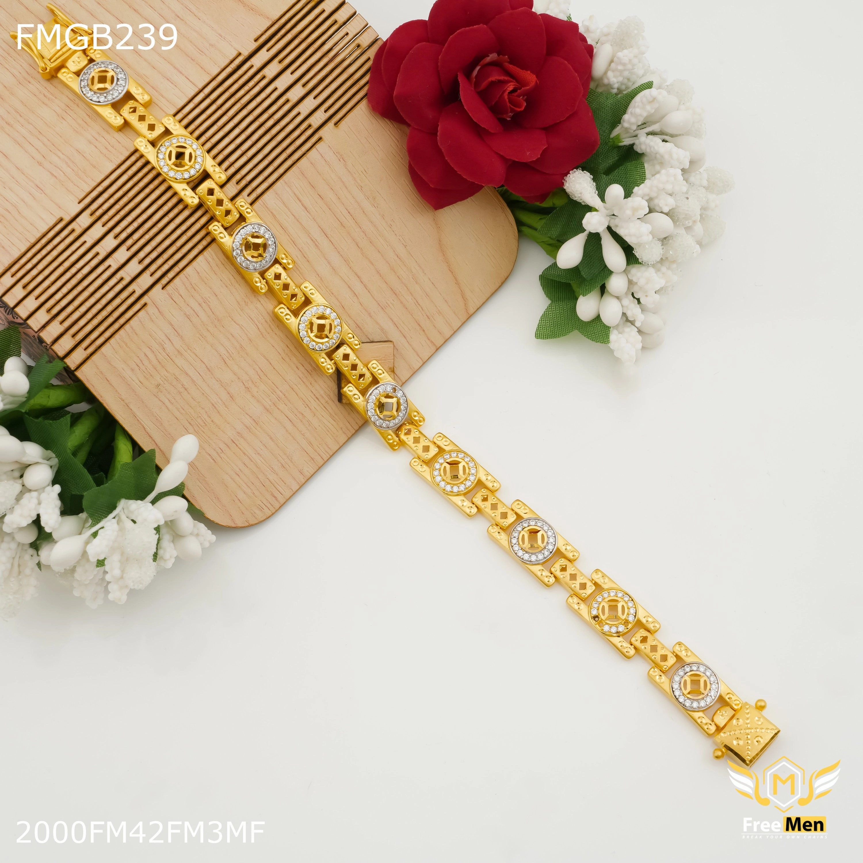 Subtle Feature Distinctive Design Freemen Round Ad Casting Bracelet for Men - FMGB239