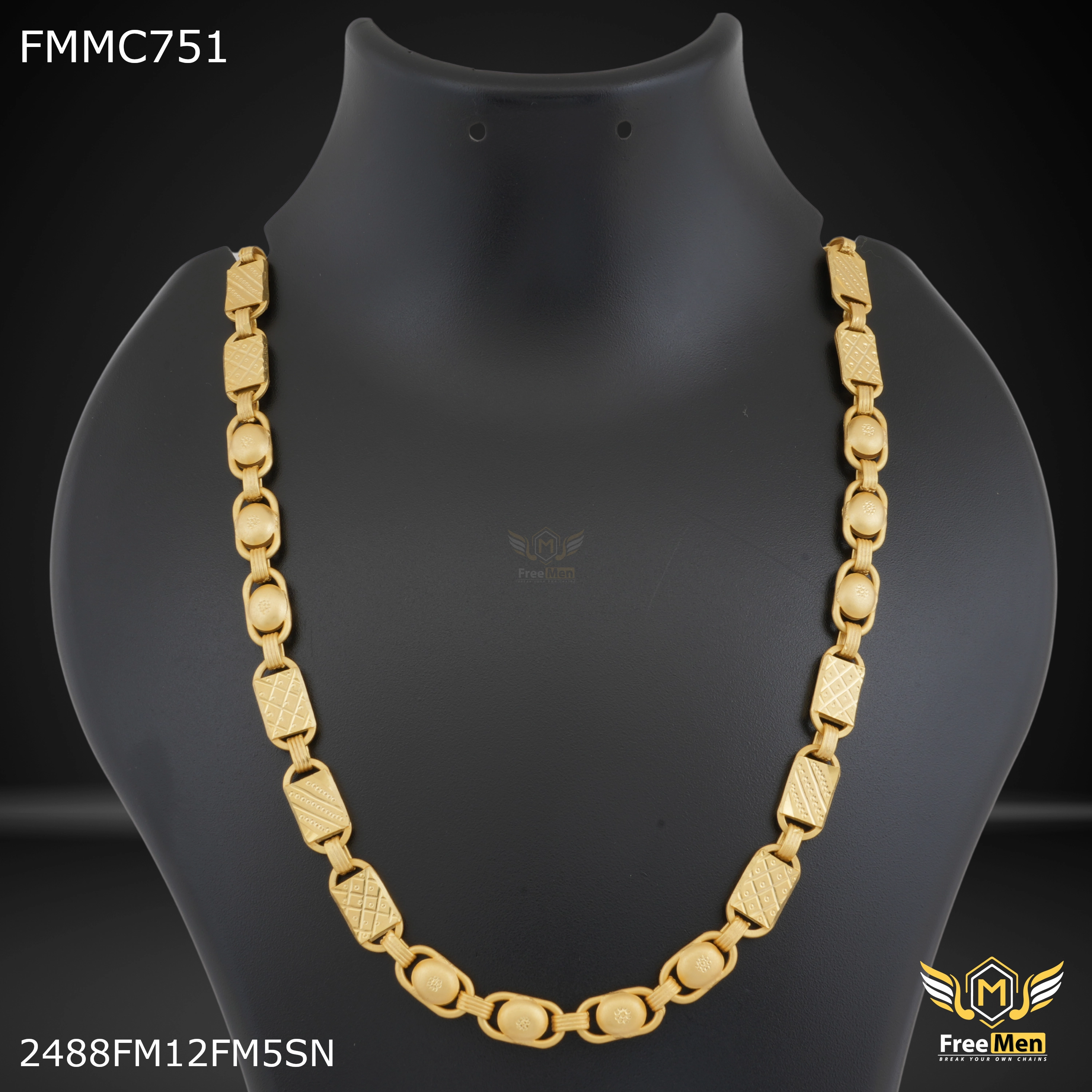 Freemen Round C cut with Nawabi Chain for Man - FMMC751/2 Everyday Accessory Handcrafted Shine