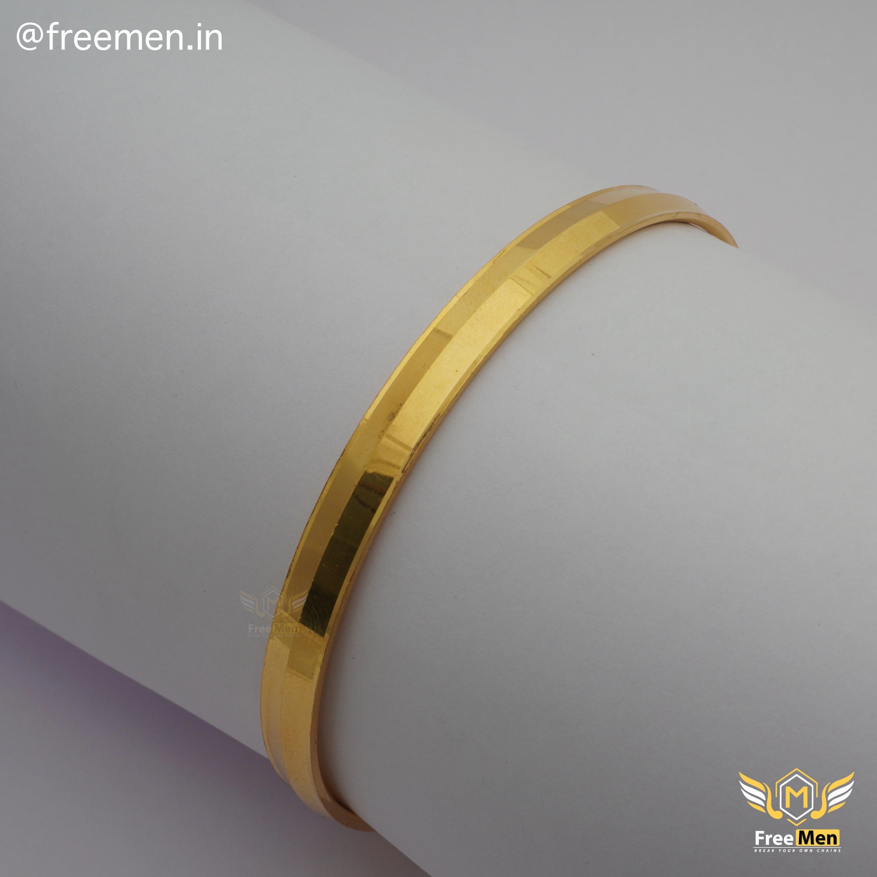 Shiny Pop Freemen Simple Gold Plated Kada For Men - FM208