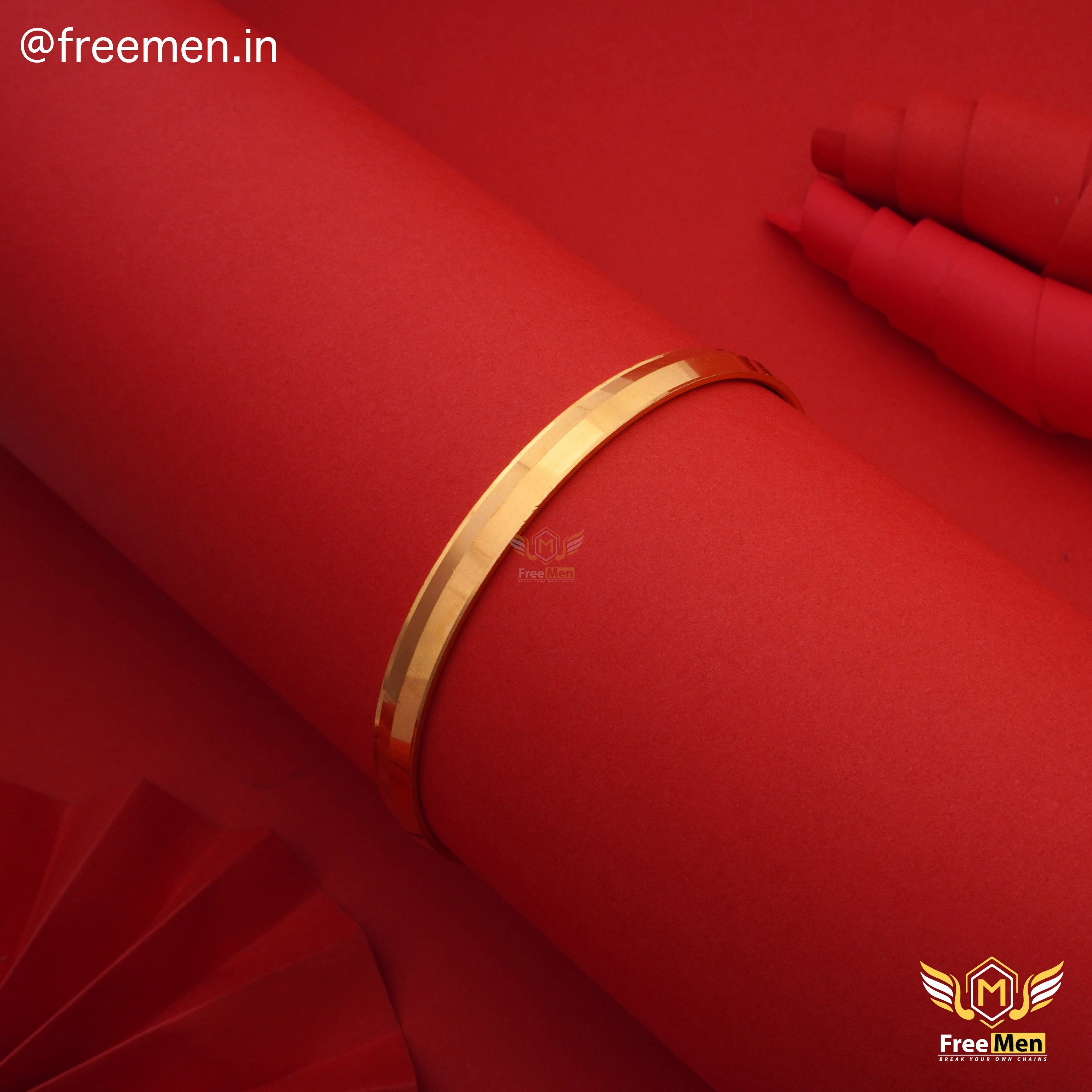 Freemen Simple Gold Plated Kada For Men - FM208 Unique Pieces Graceful Feature