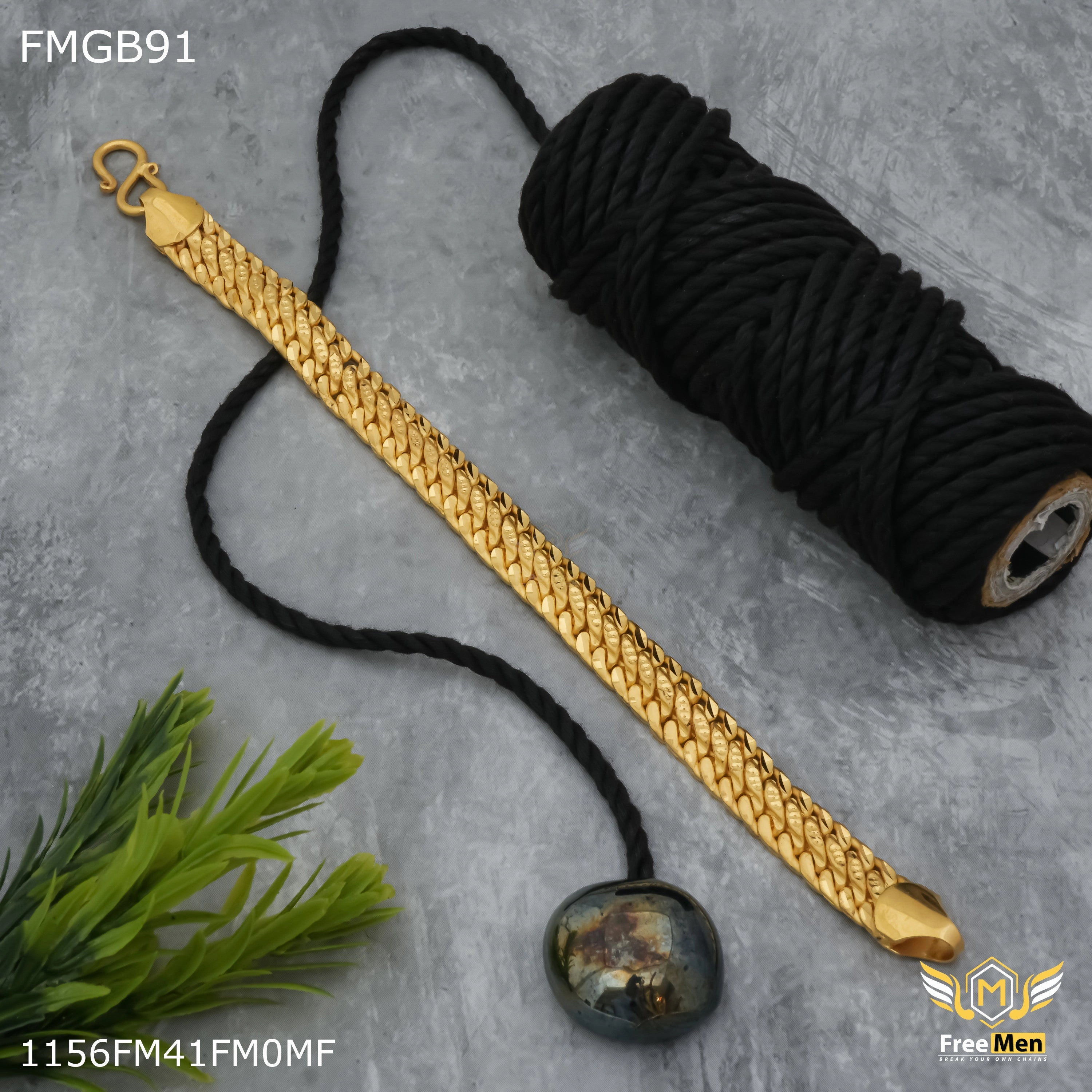 Artisan Made Freemen Special Stylish V3 gold plated Bracelet for Men - FMGB91