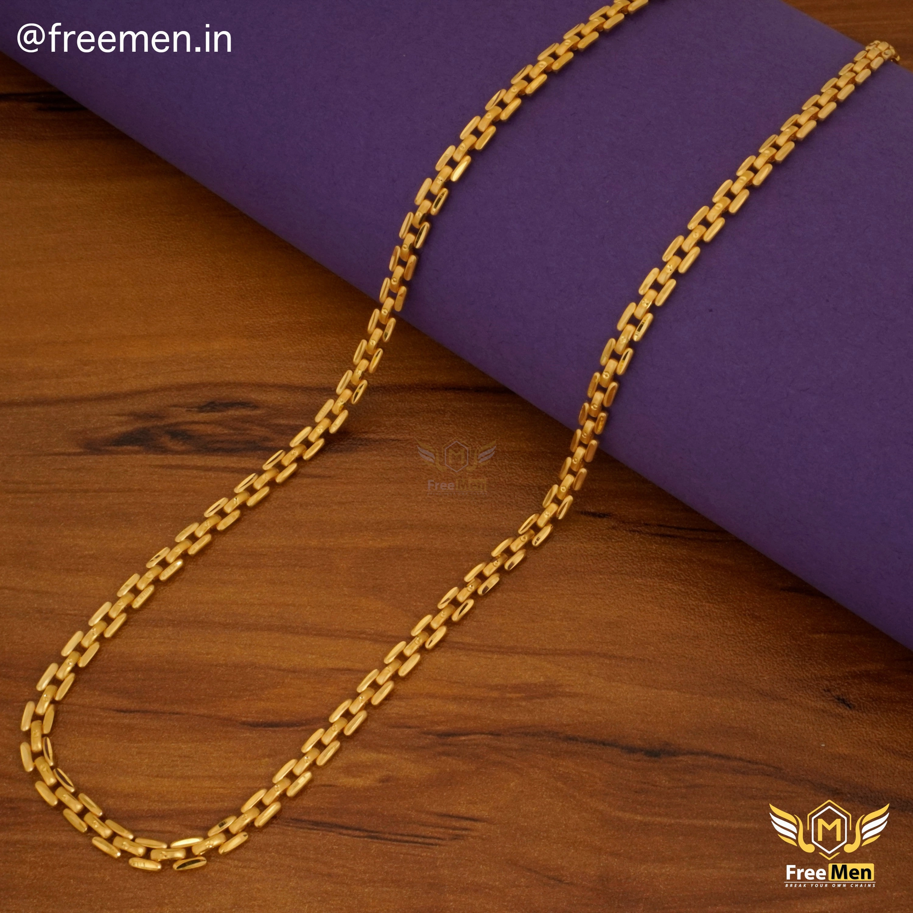 Freemen Stylish Delicate Fancy Gold Plated Chain - FMGC34 Precious Finish Balanced Highlight