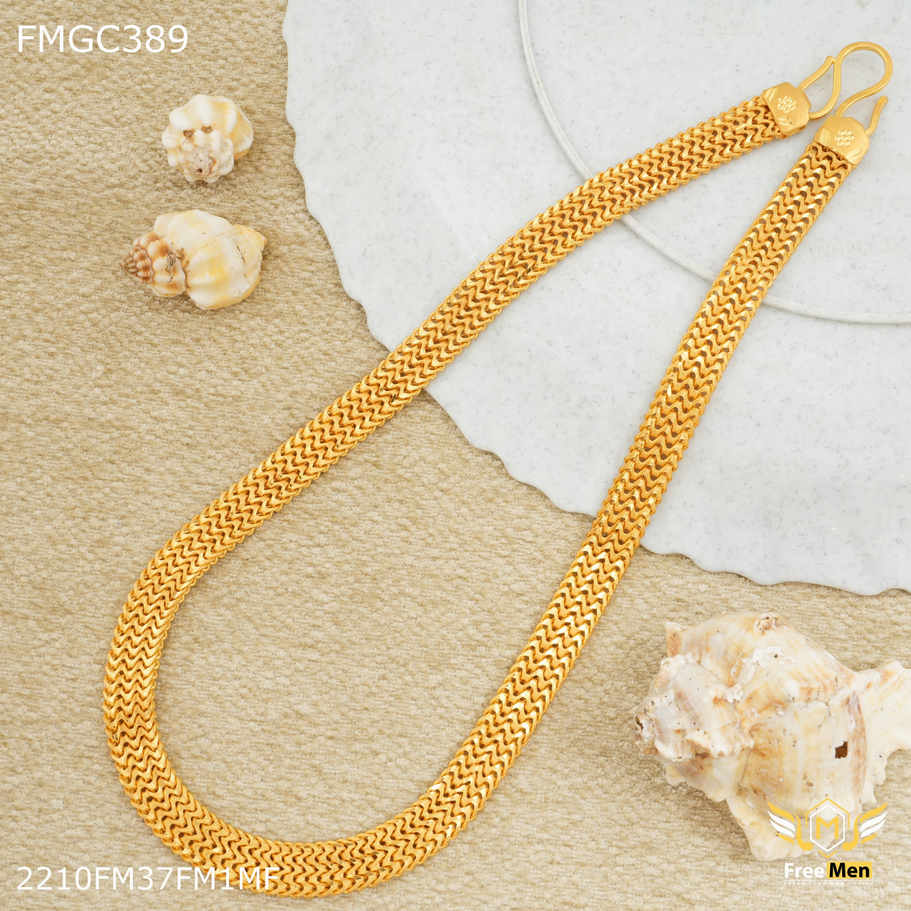 Freemen Two line Broad Milan gold plated Chain Design - FMGC389 Night Glam