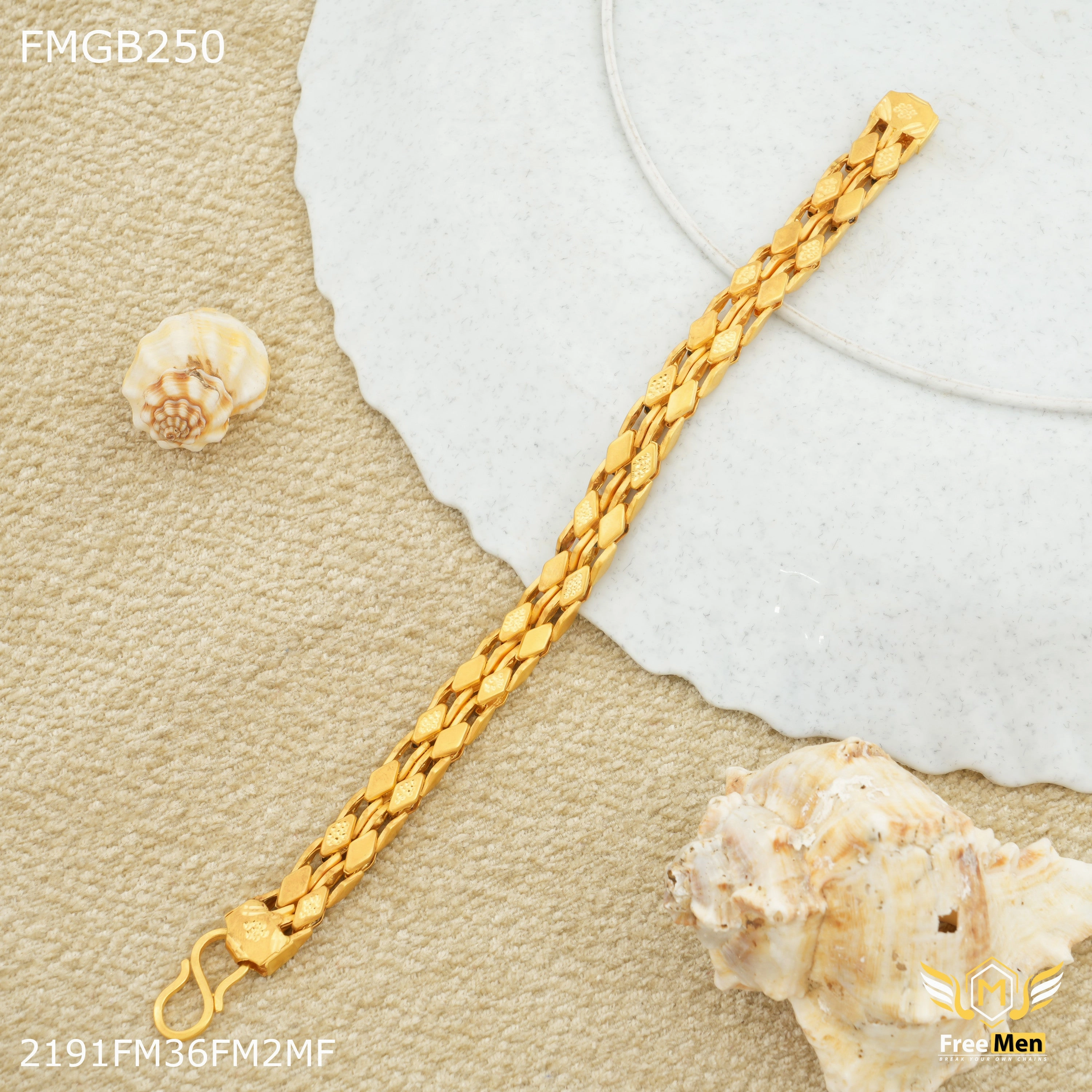 Freemen Two line Dimond cut Bracelate for Men - FMGB250 Fashionable Craft Artful Sparkle