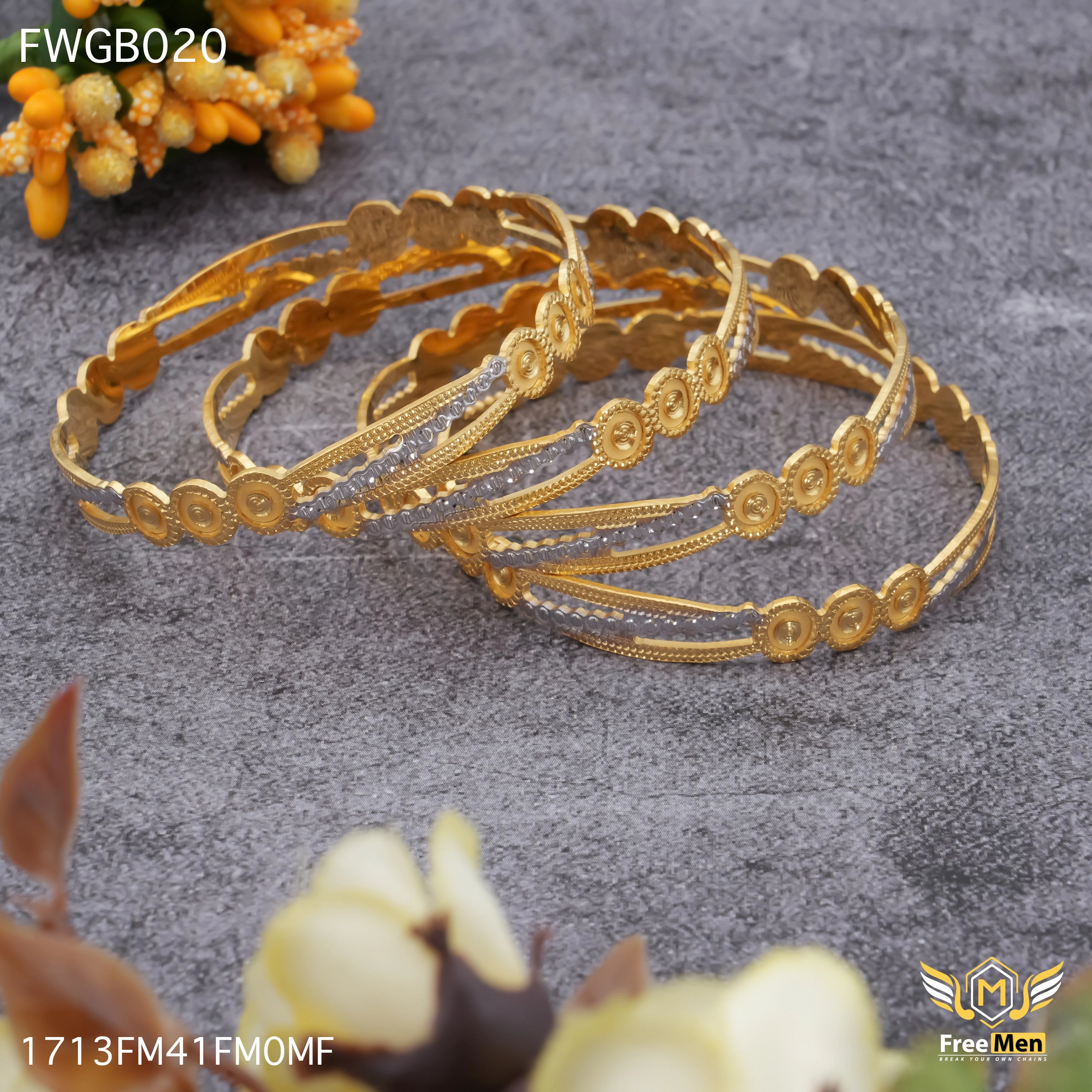 Freemen Unique Dot Design Bangles For Women - FWGB020 Sleek Highlight Gentle Spark