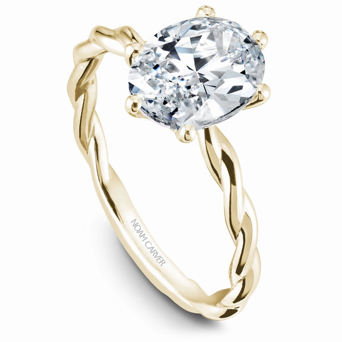 Stylish Accessory Formal Elegance Noam Carver Twist Solitaire Engagement Ring Setting in Yellow Gold