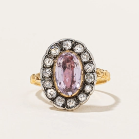 Georgian Pink Topaz and Old Mine Diamond Ring | 2.33tw | SZ 5.25 Timeless Impression Luminous Look