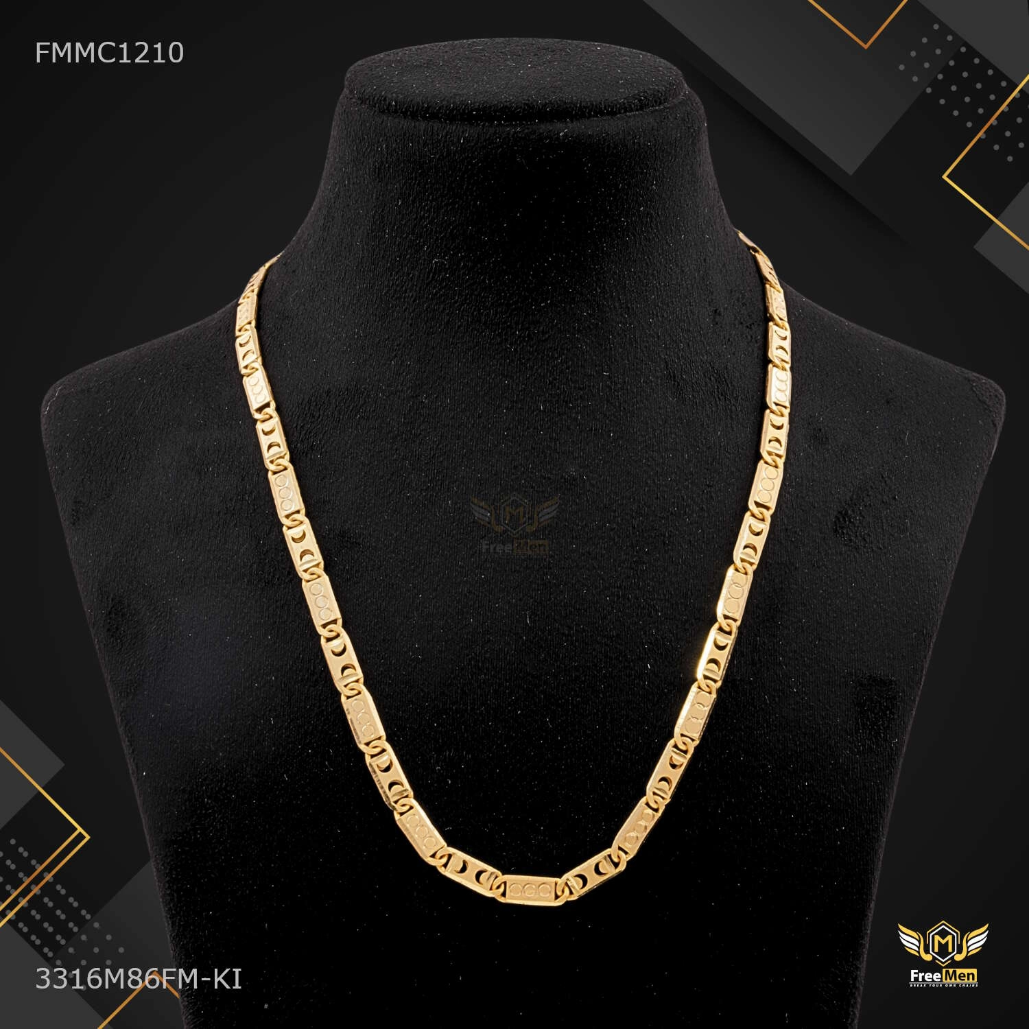 One by One Half Moon cut Nawabi Chain for Man - FMMC1210 Opulent Gem Graceful Fit