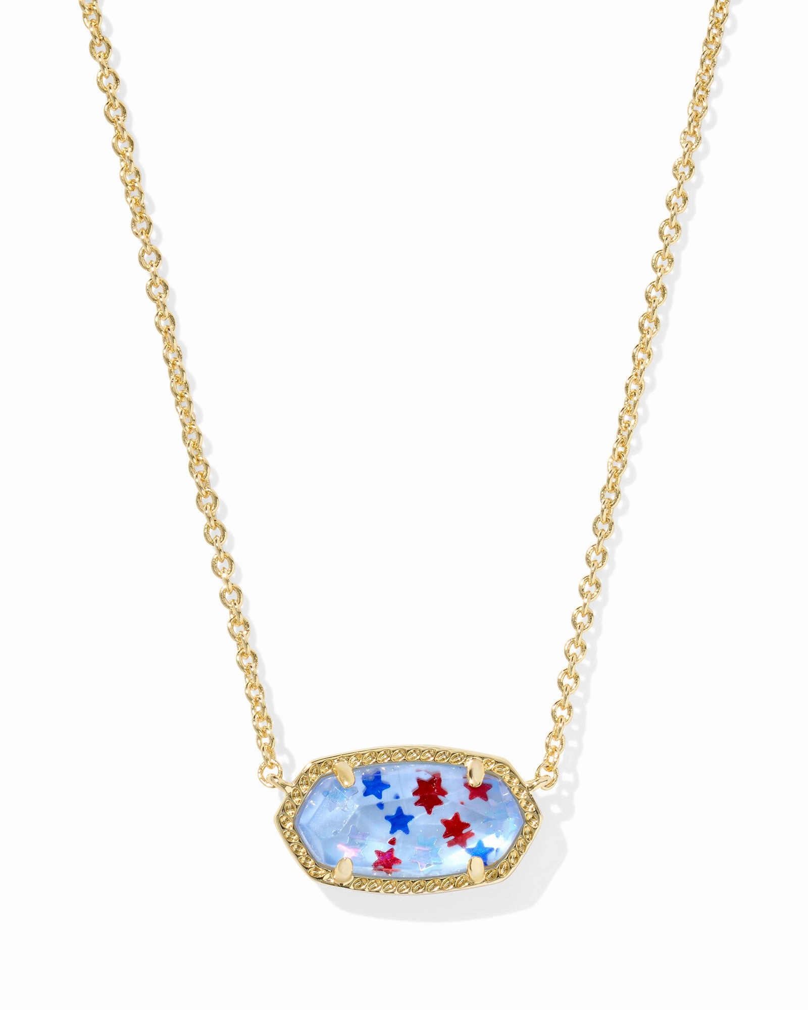 Kendra Scott Elisa Gold Short Pendant Necklace in Red White Blue Star Illusion Top Pick