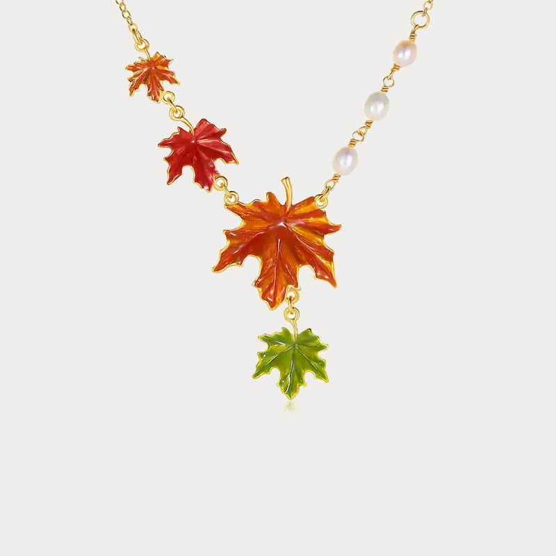 Maple Leaf Pearl Necklace Subtle Accent