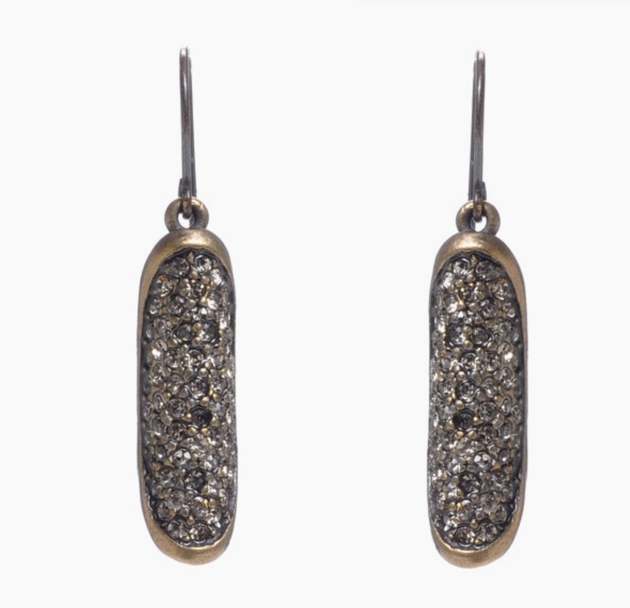 Subtle Detail Minimal Design Folded Oval Crystal Drop Earrings