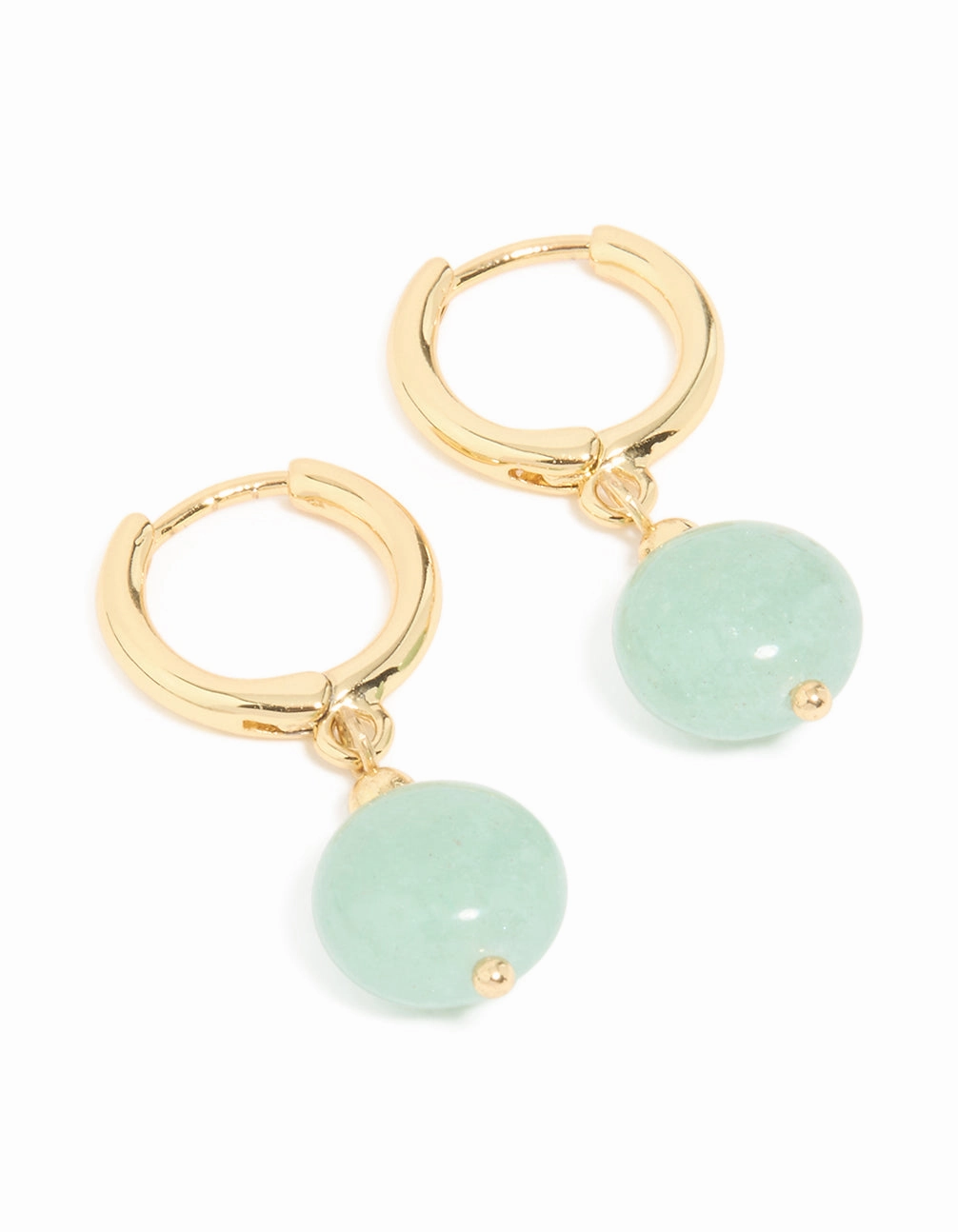 Gold Plated Green Semi Precious Stone Huggie Earrings Dazzling Feature