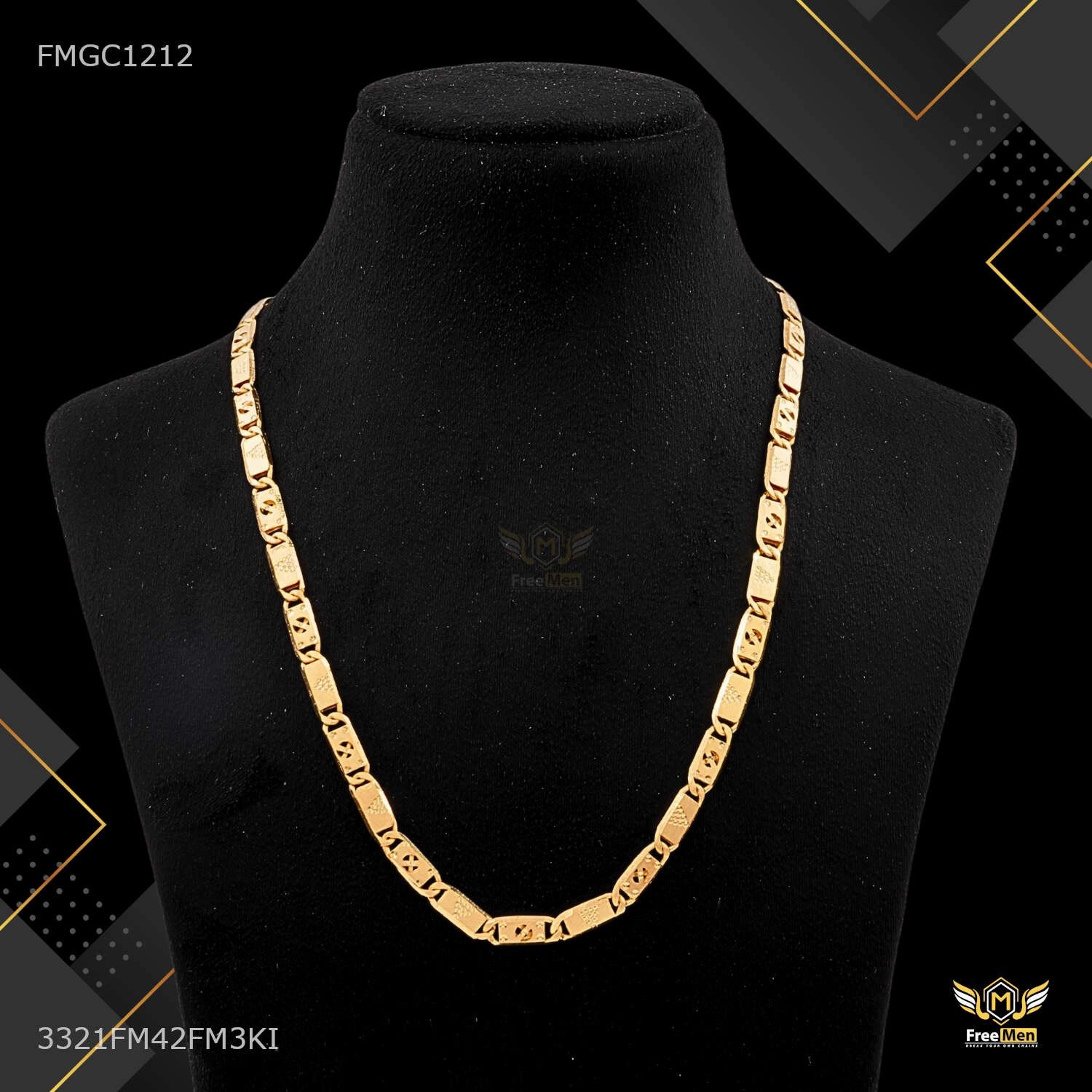 One by One Round cut Nawabi gold plated chain For Man - FMGC1212 Style Focus Modern Flow