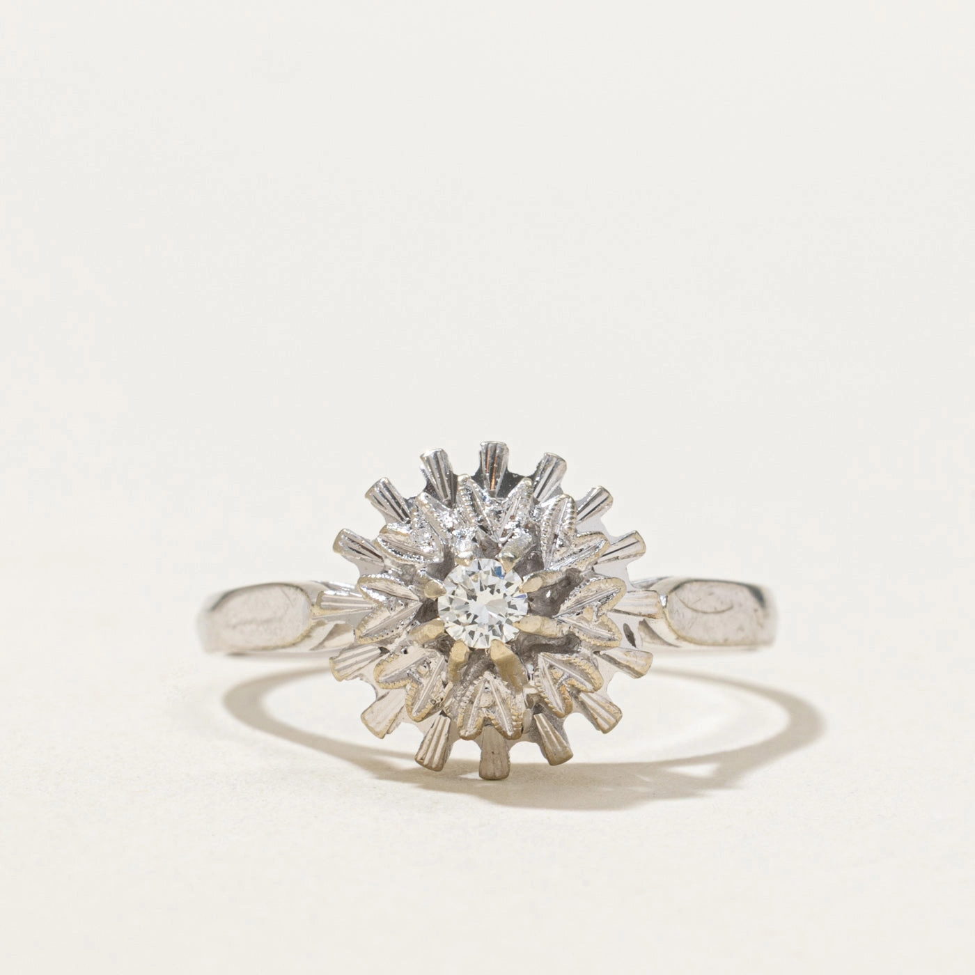 Lifestyle Fit Charming Glow Diamond Textured Snowflake Design Ring | 0.08ct | SZ 7.5