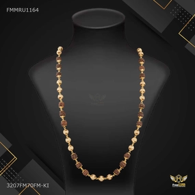 Office Ready Three by Three Golden Cap Rudraksha mala - FMMRU1164