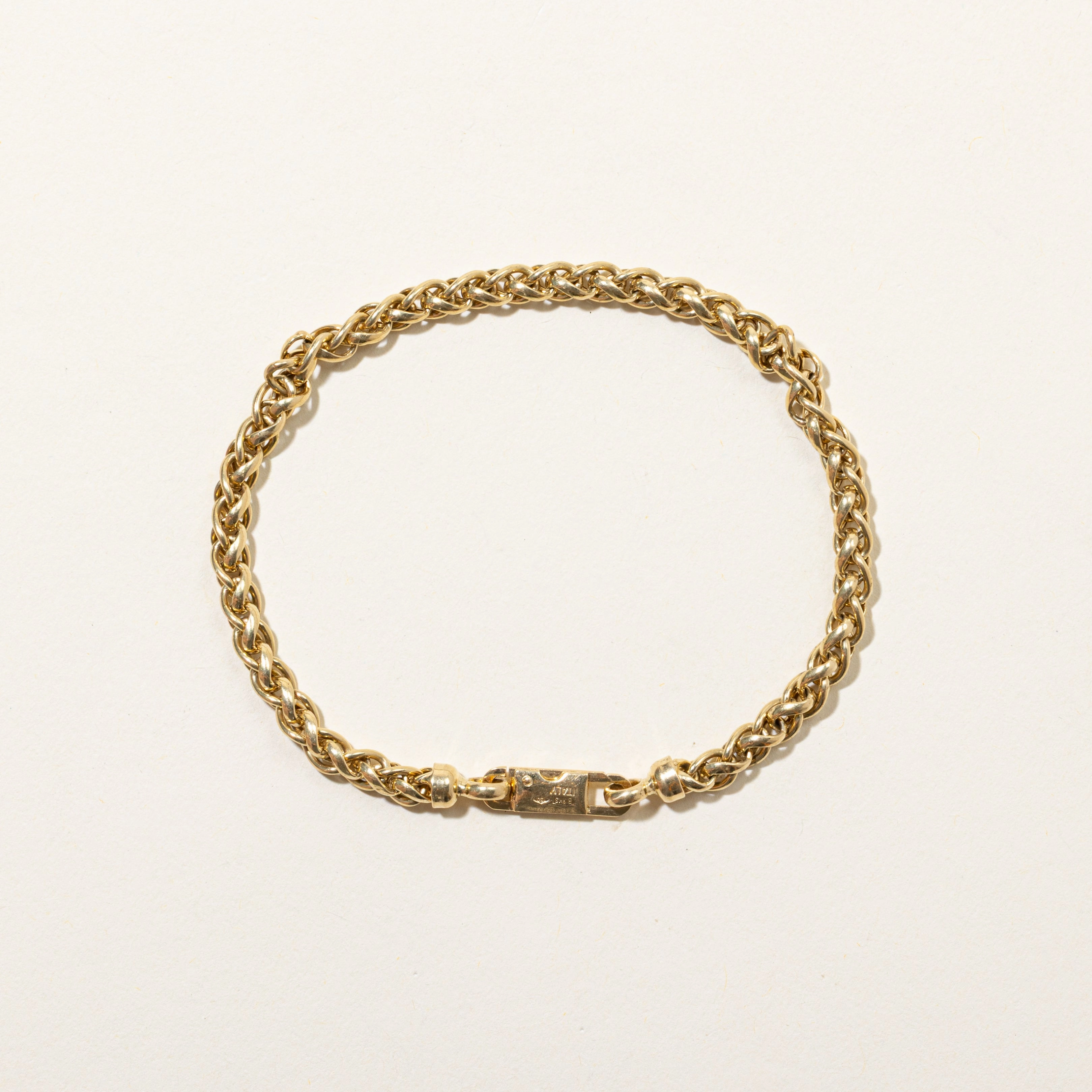 Timeless Touch Refined Spark 'Birks' 18k Yellow Gold Wheat Chain Bracelet | 7.5"