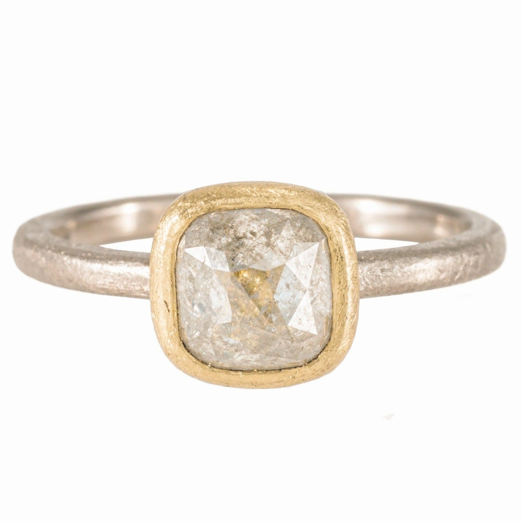OOAK 1.5ct Grey Cushion Cut Diamond Ring - 18ky, 18kpw Gold   Diamonds 6.25 Custom Memento
